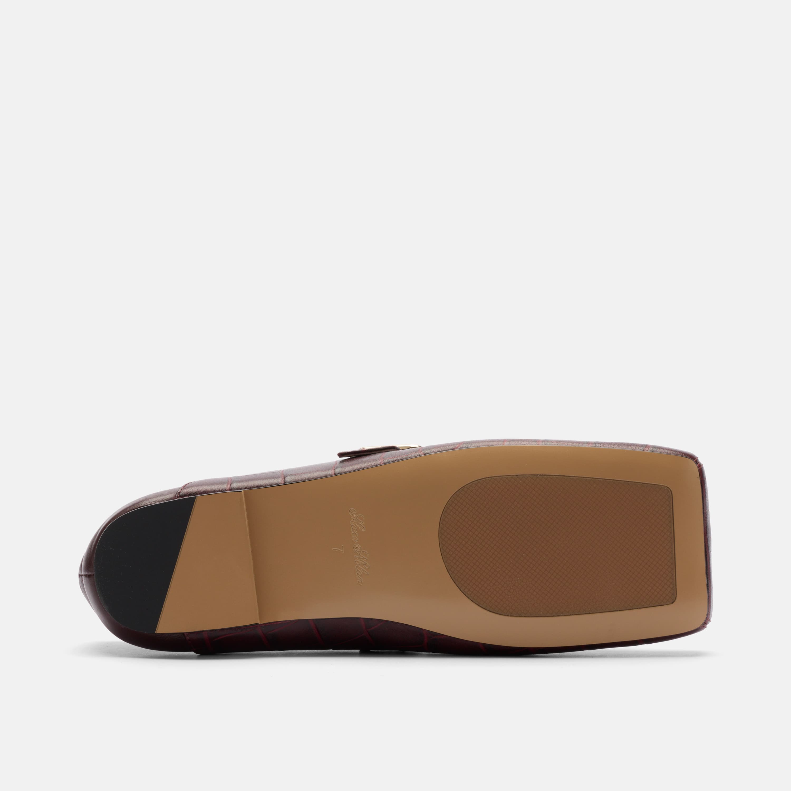 Sutton Bordeaux Croc Leather Mary Jane Flat