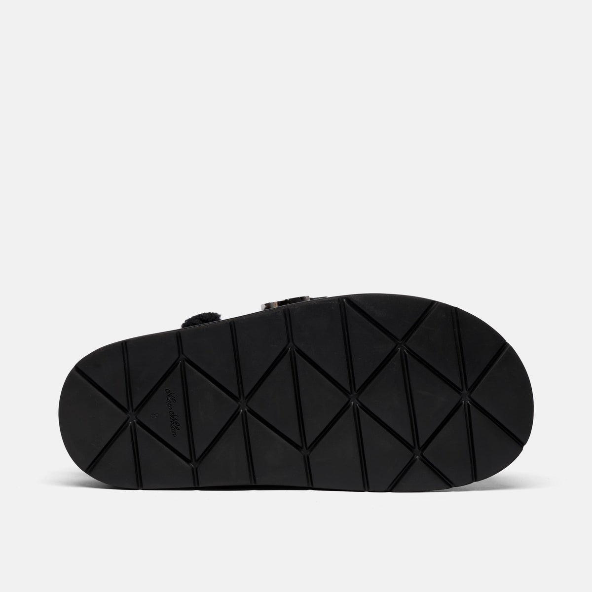 Teddy Black Leather Shearling Buckle Clog