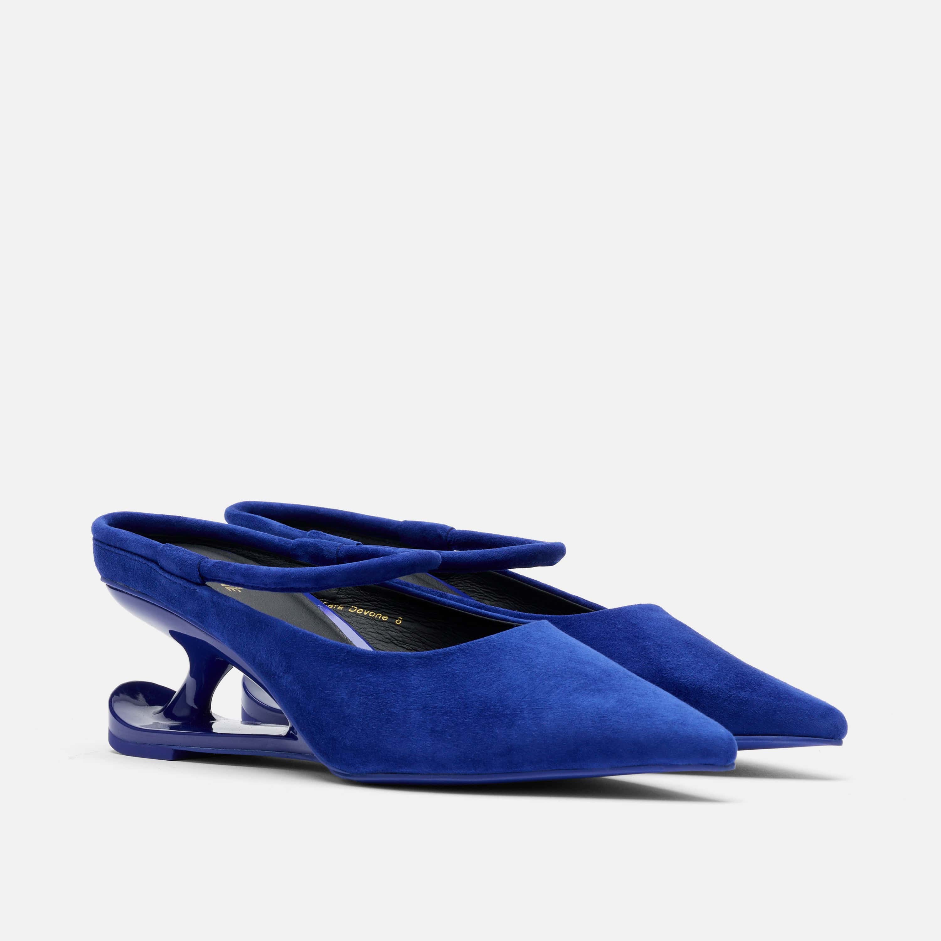 Ticara Devone Royal Blue Suede Ankle Strap Pumps