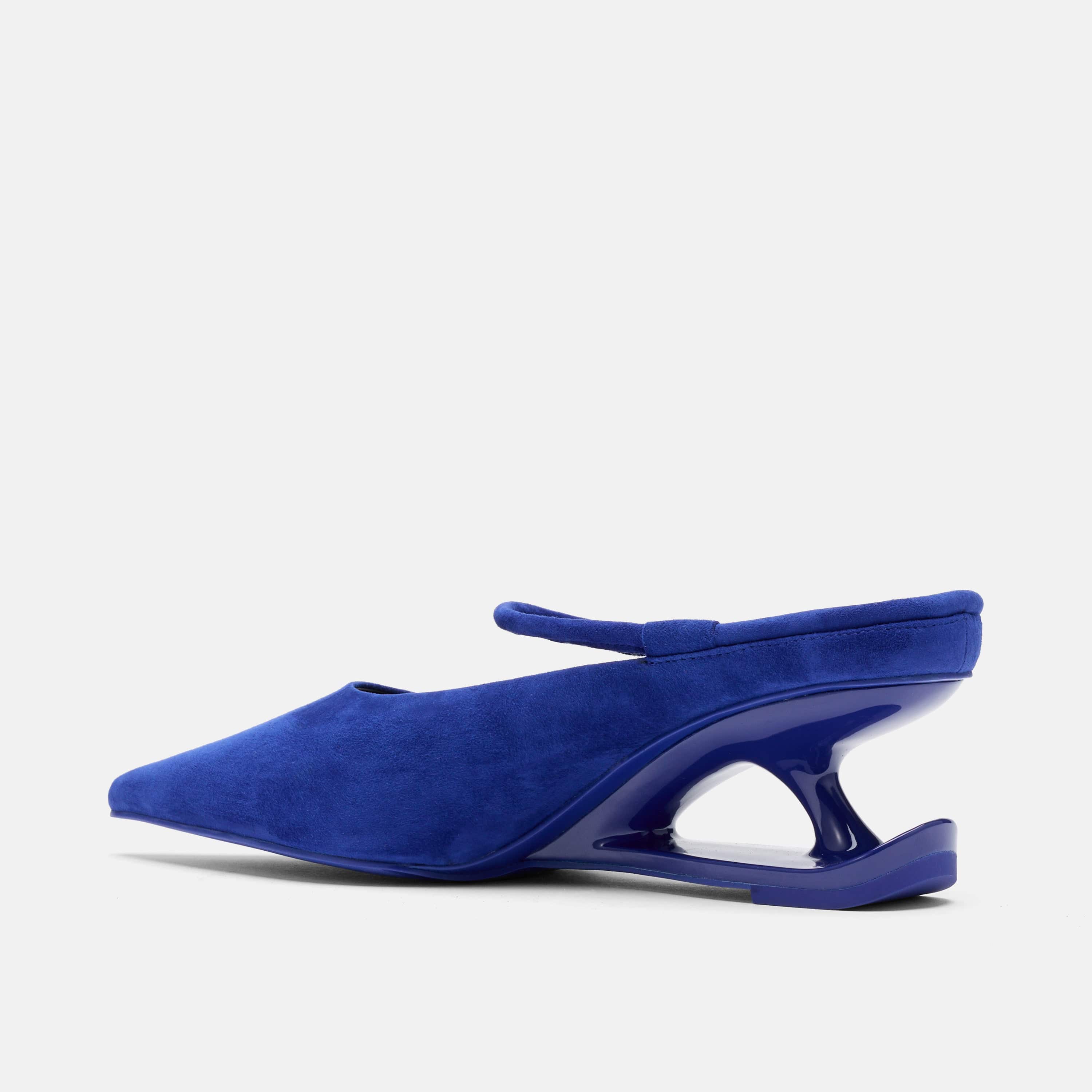 Ticara Devone Royal Blue Suede Ankle Strap Pumps