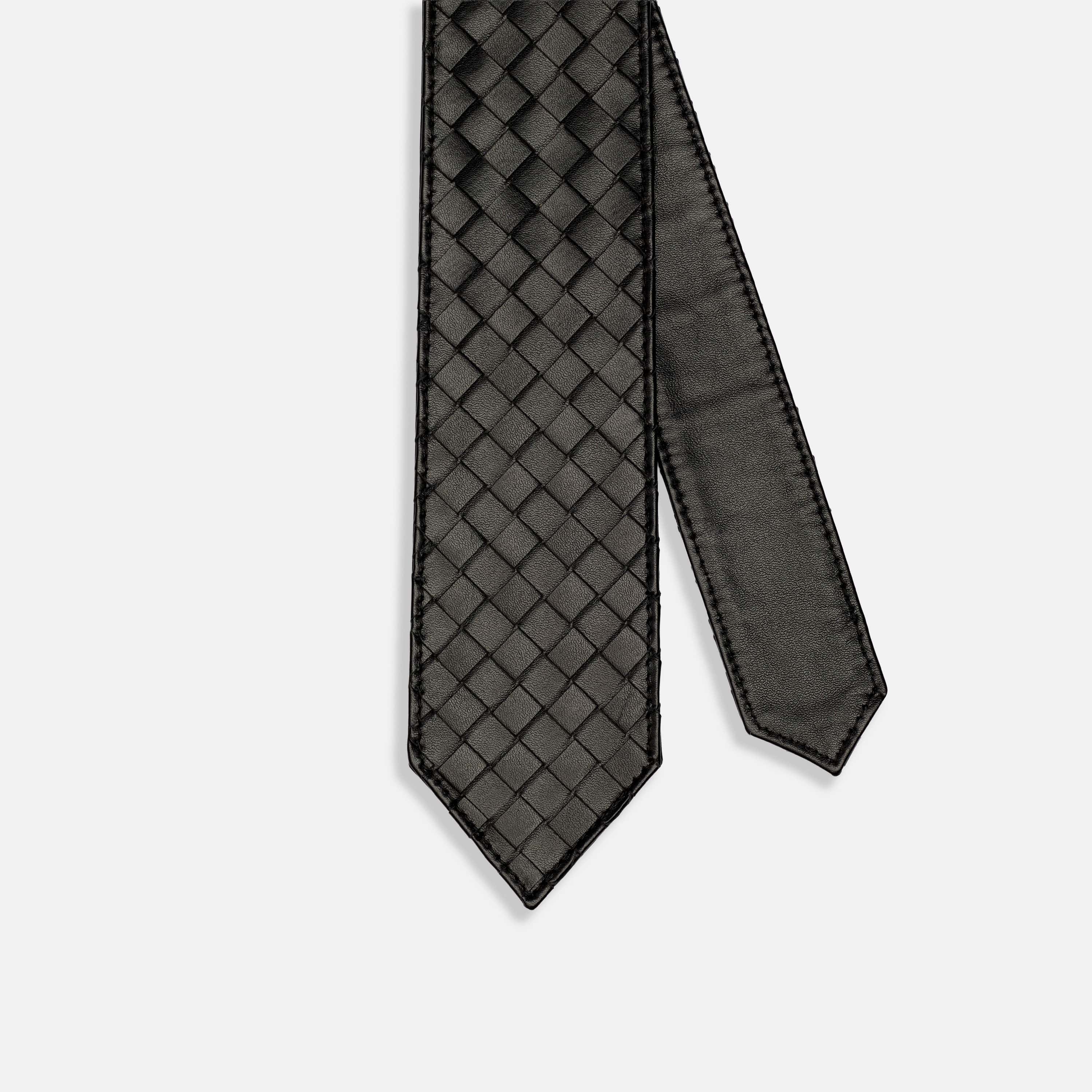 Marc Nolan Woven Leather Tie - Black