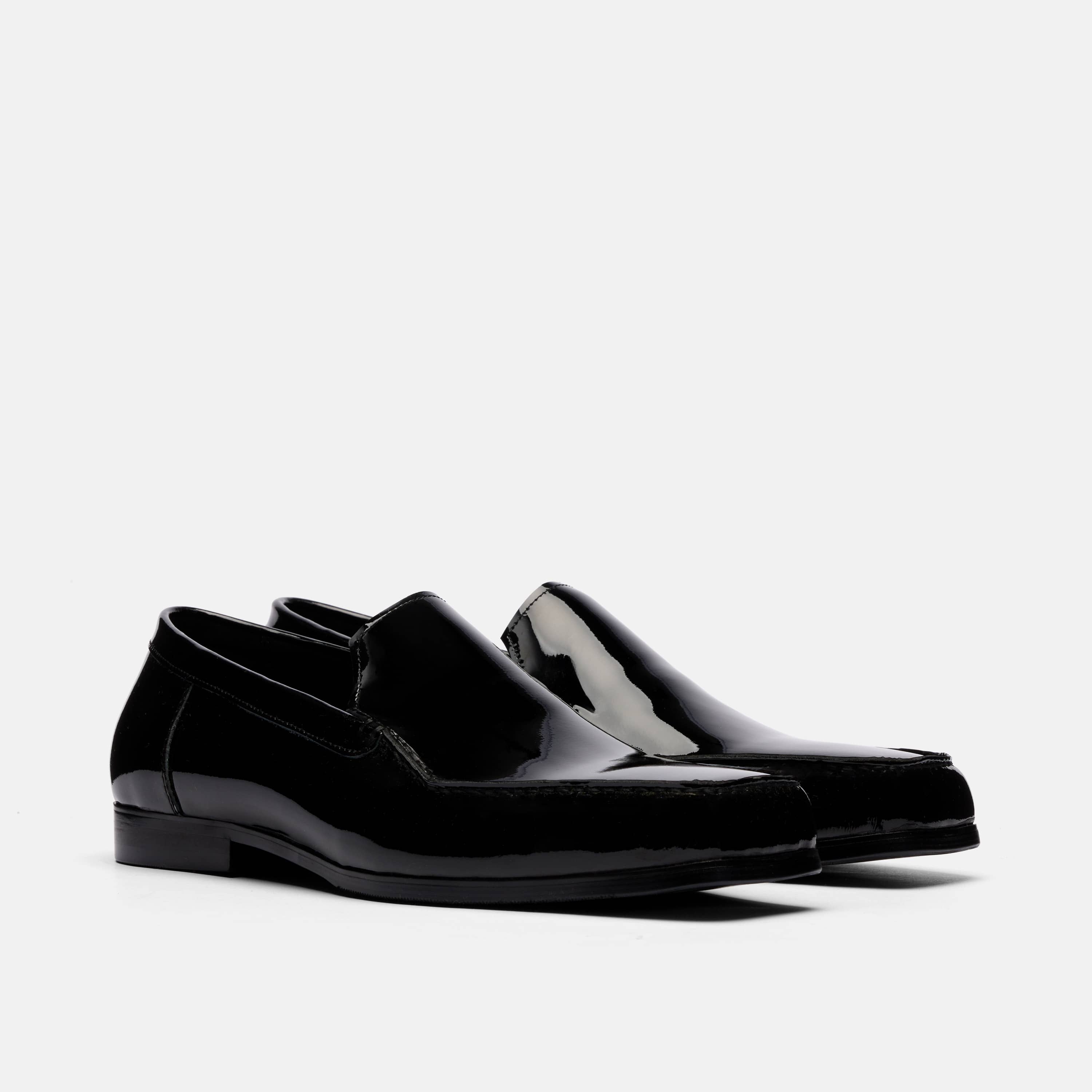 Torino Black Patent Square Toe Loafers