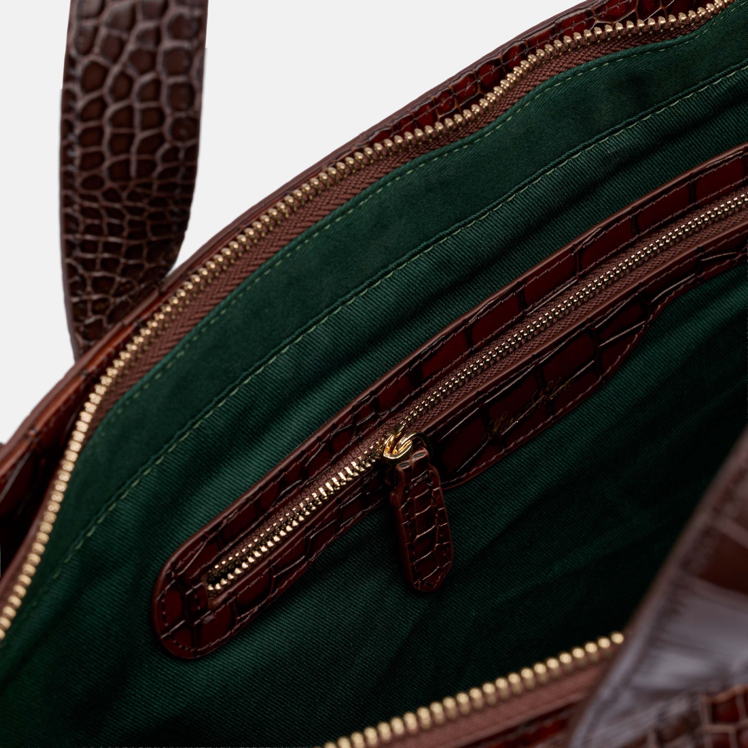 Marc Nolan Tote - Brown Crocskin Leather