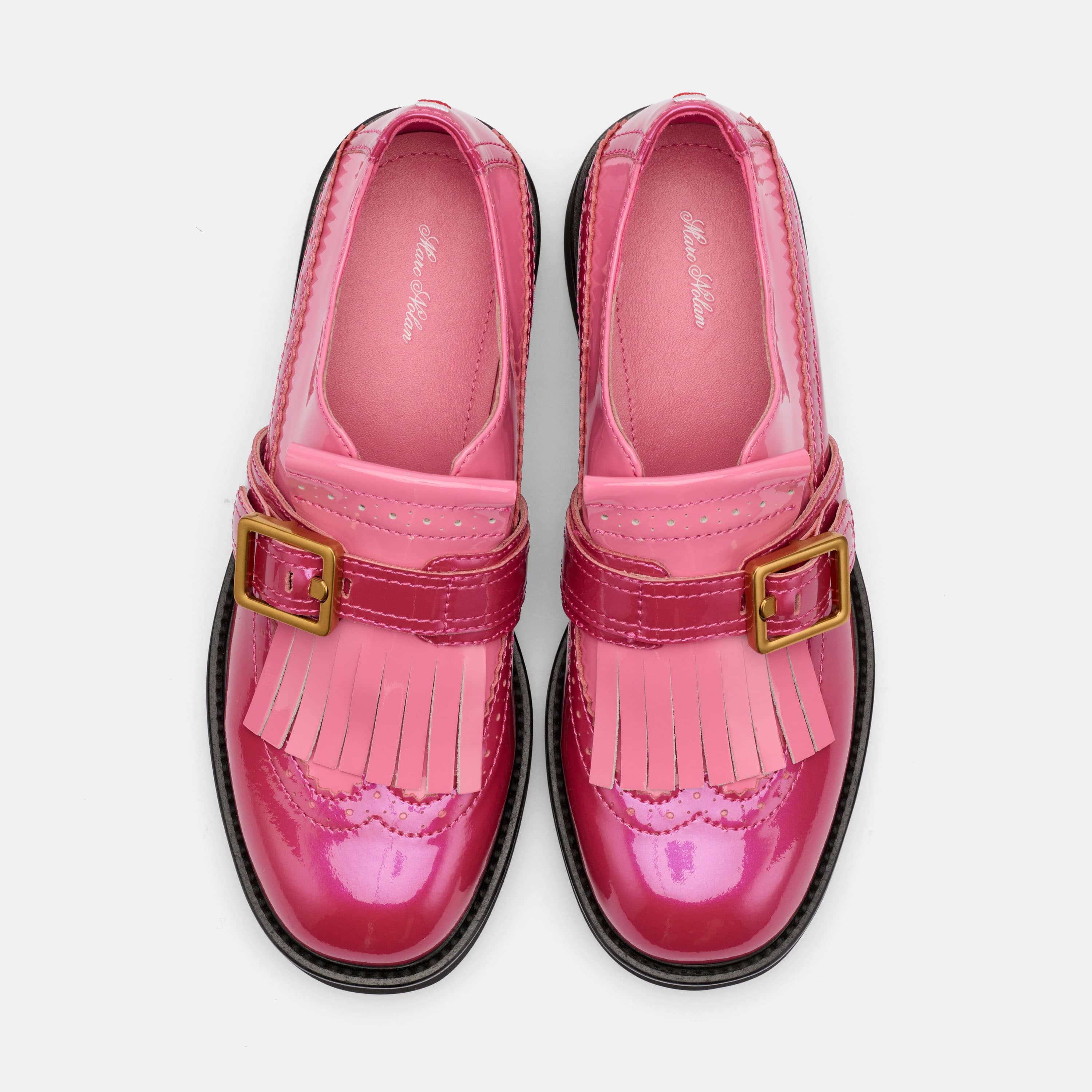 Vaughn Pink Patent Colorblock Fringed Monk Strap Shoe
