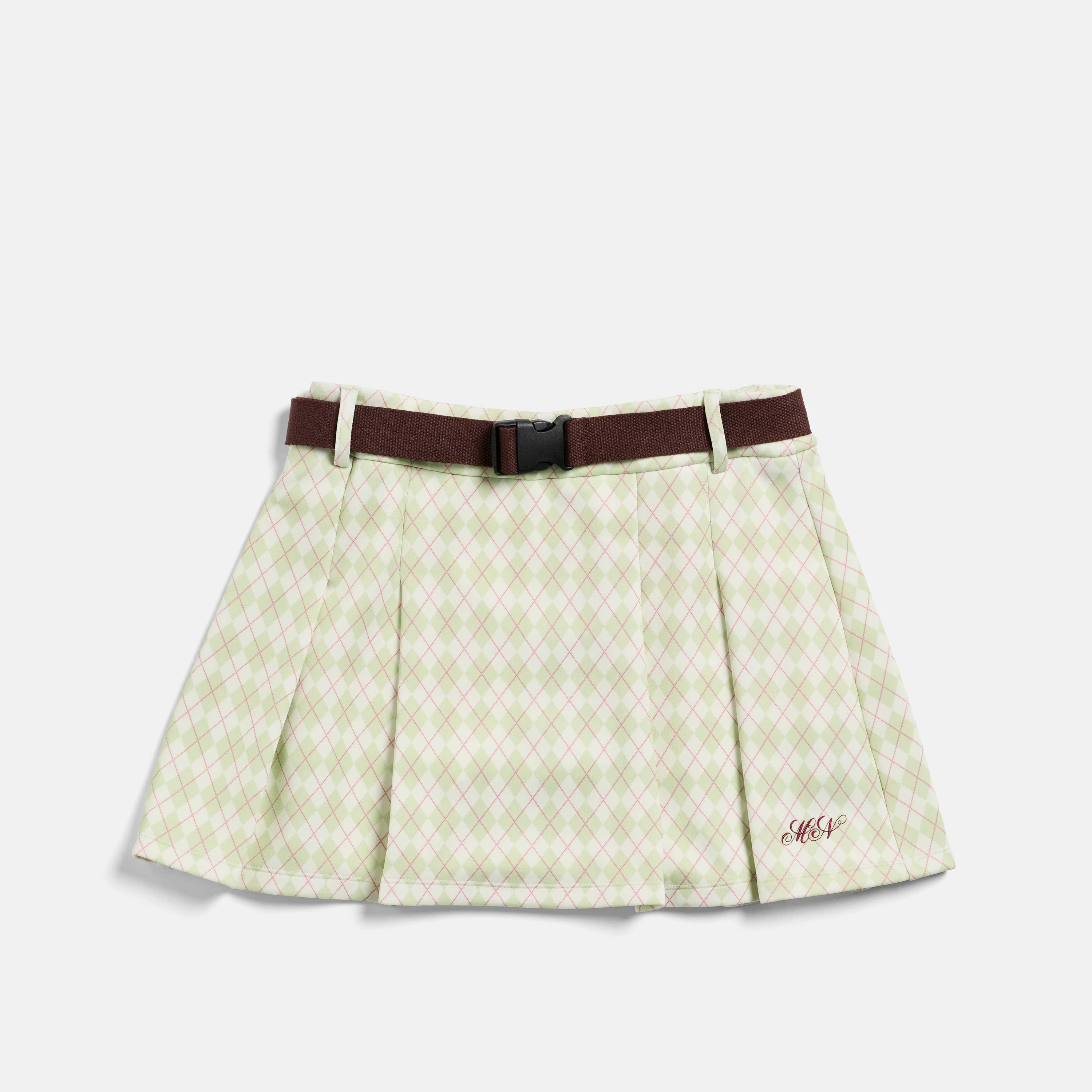 Women's Argyle Golf Skirt - Cream/Sage