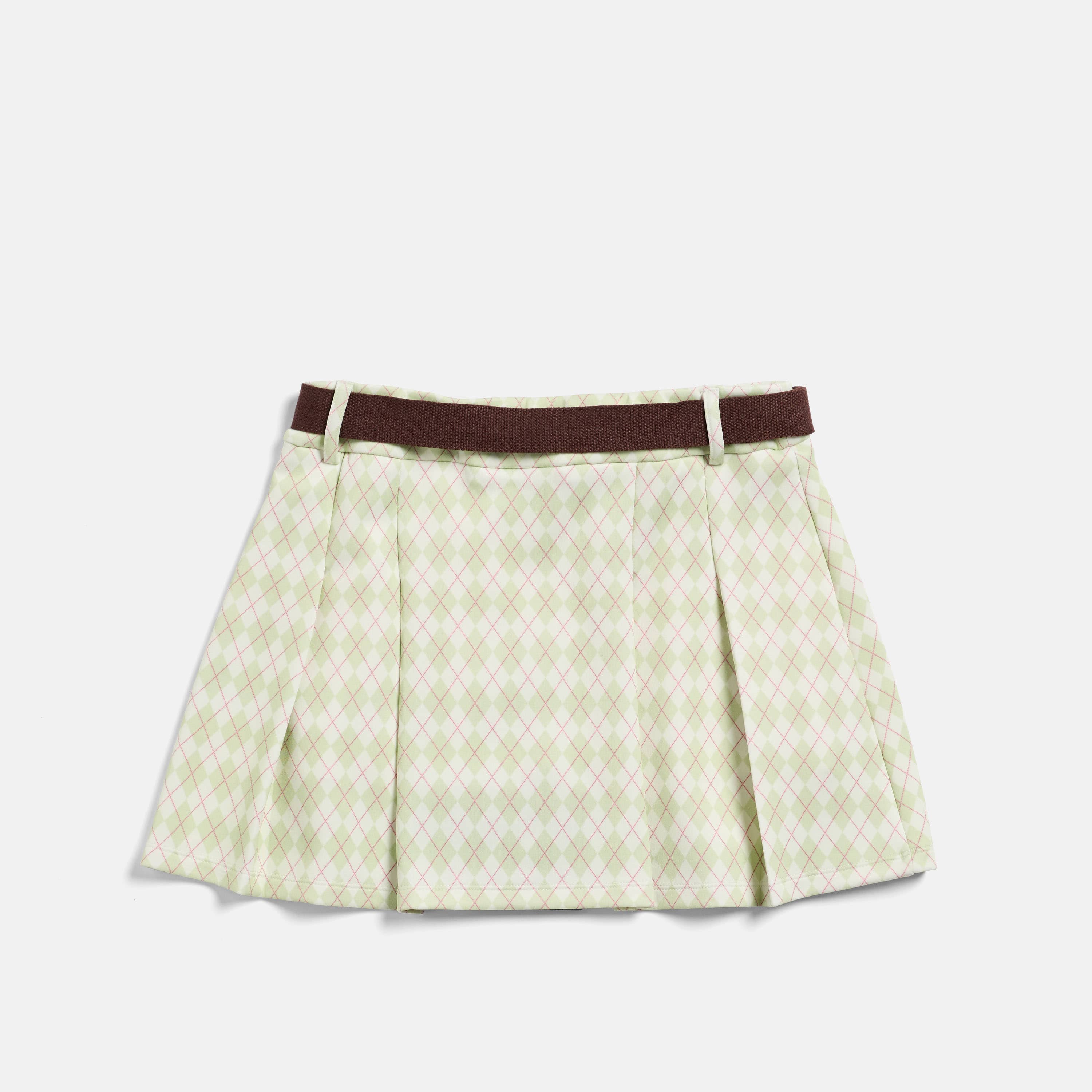 Women's Argyle Golf Skirt - Cream/Sage