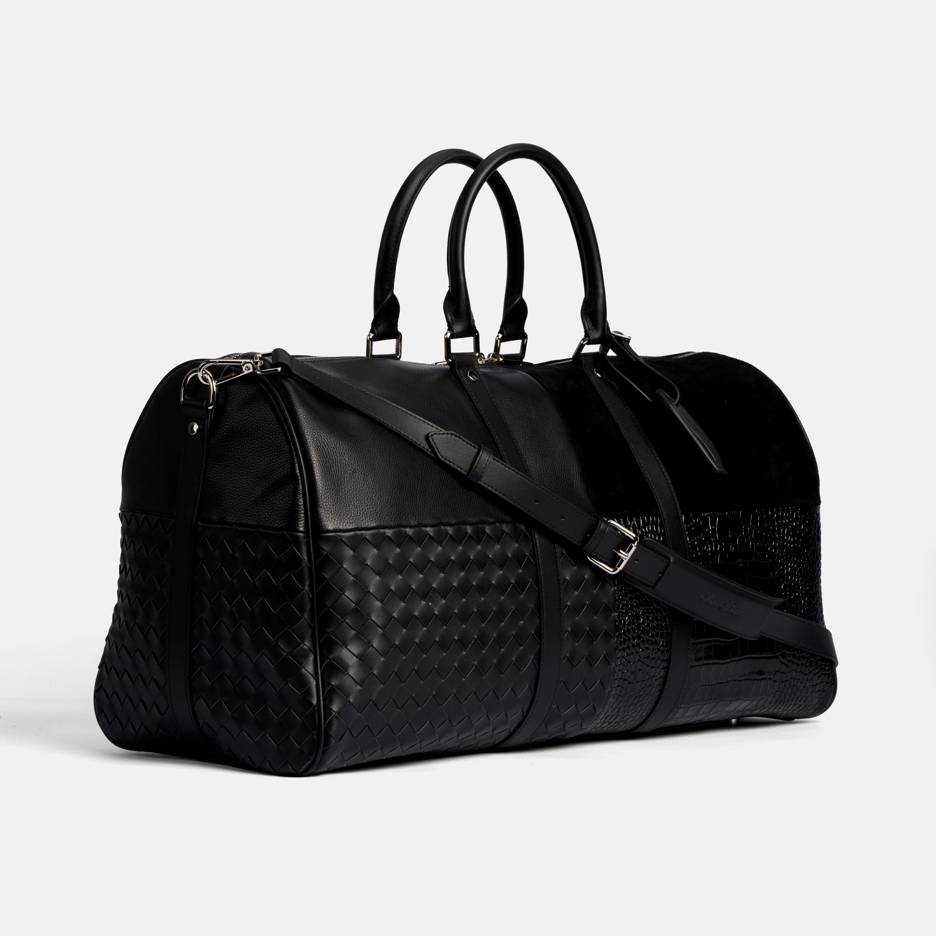 Marc Nolan Large Weekender Duffle Bag - Black Multi Leather