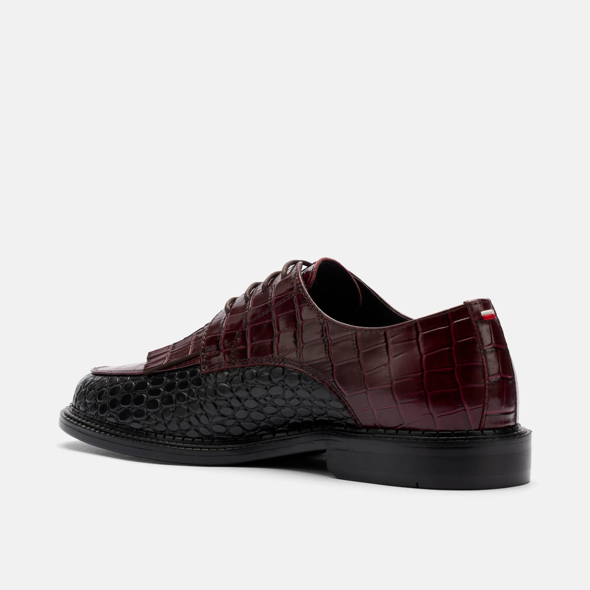 Weston Black/Burgundy Croc Leather Derby
