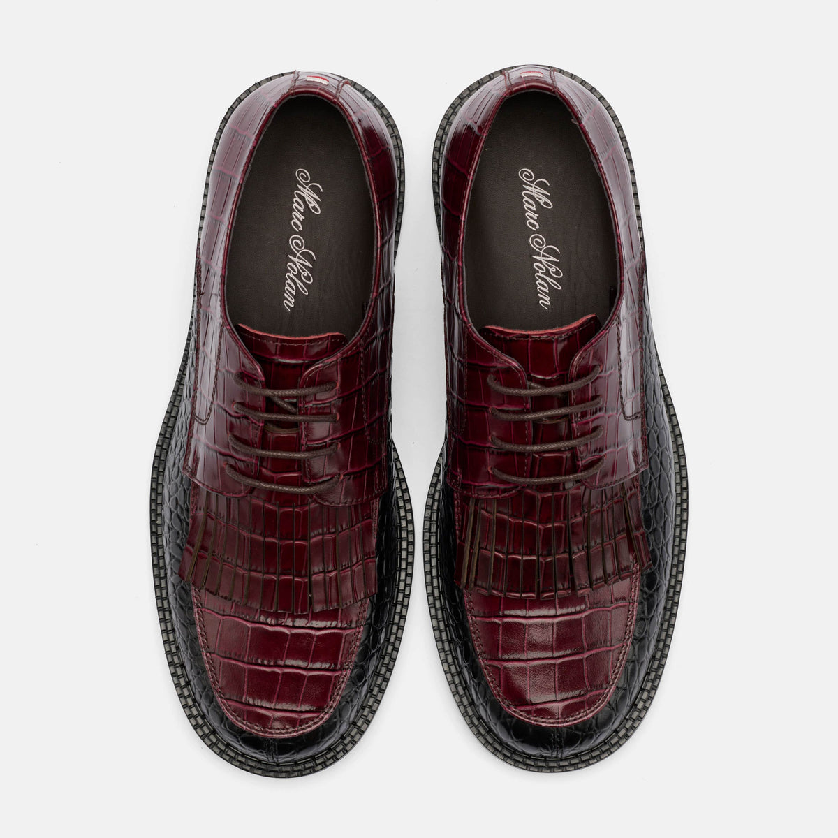 Weston Black/Burgundy Croc Leather Derby