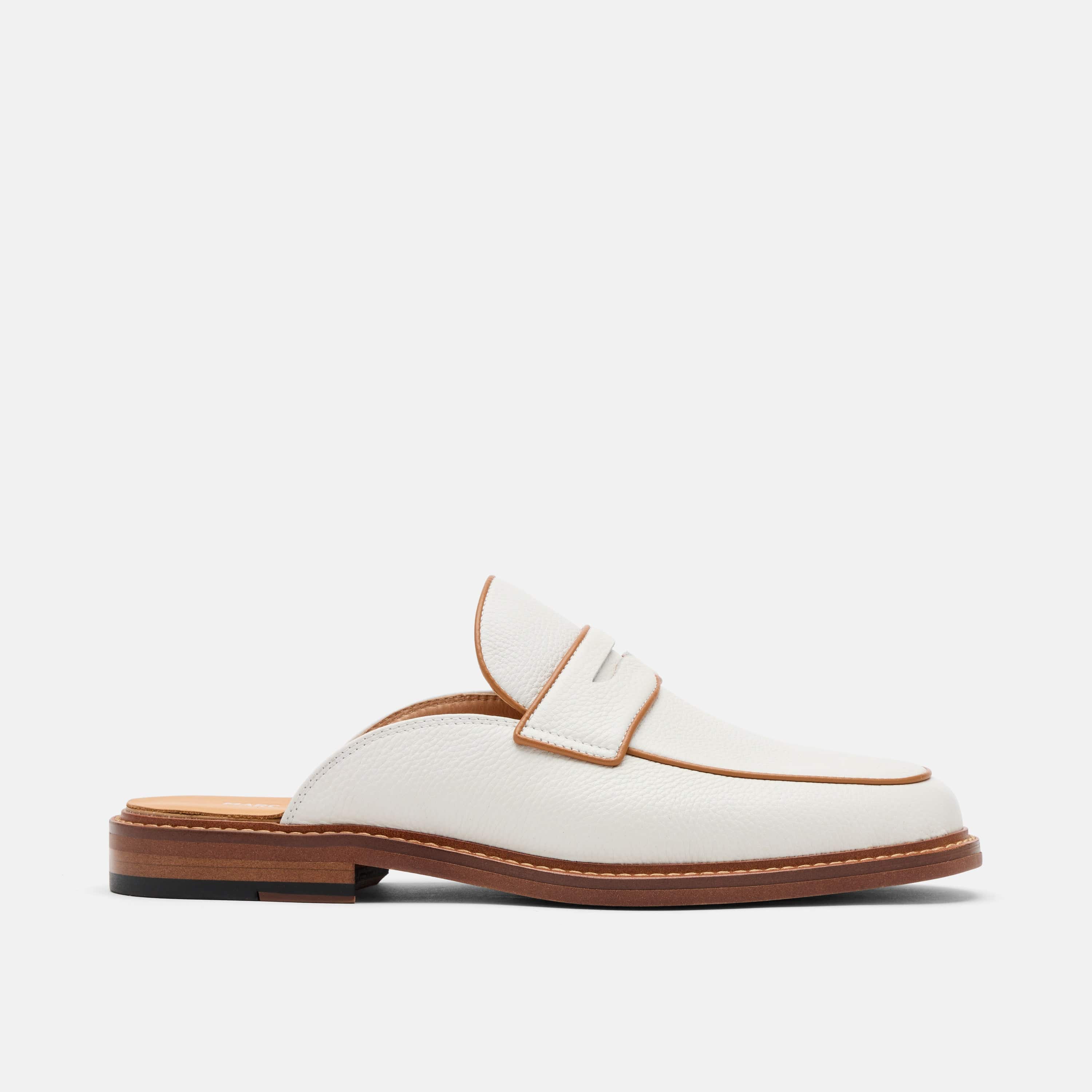 Del Mar White Pebble Loafer Mules