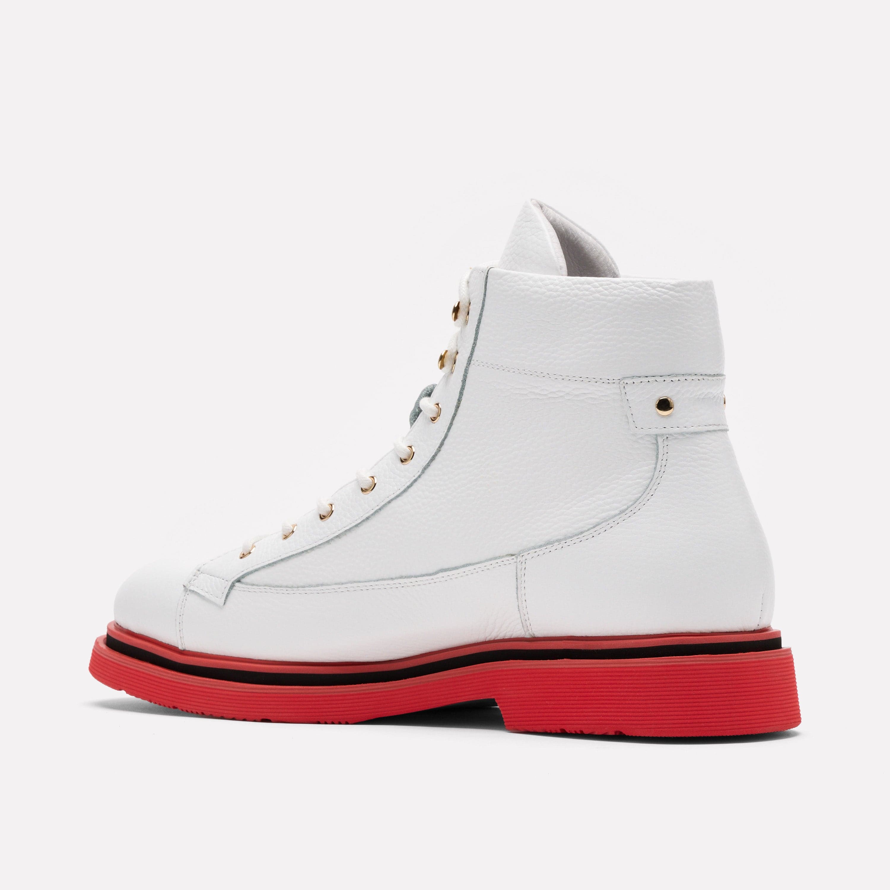 Aiden White Pebble Leather Combat Boots
