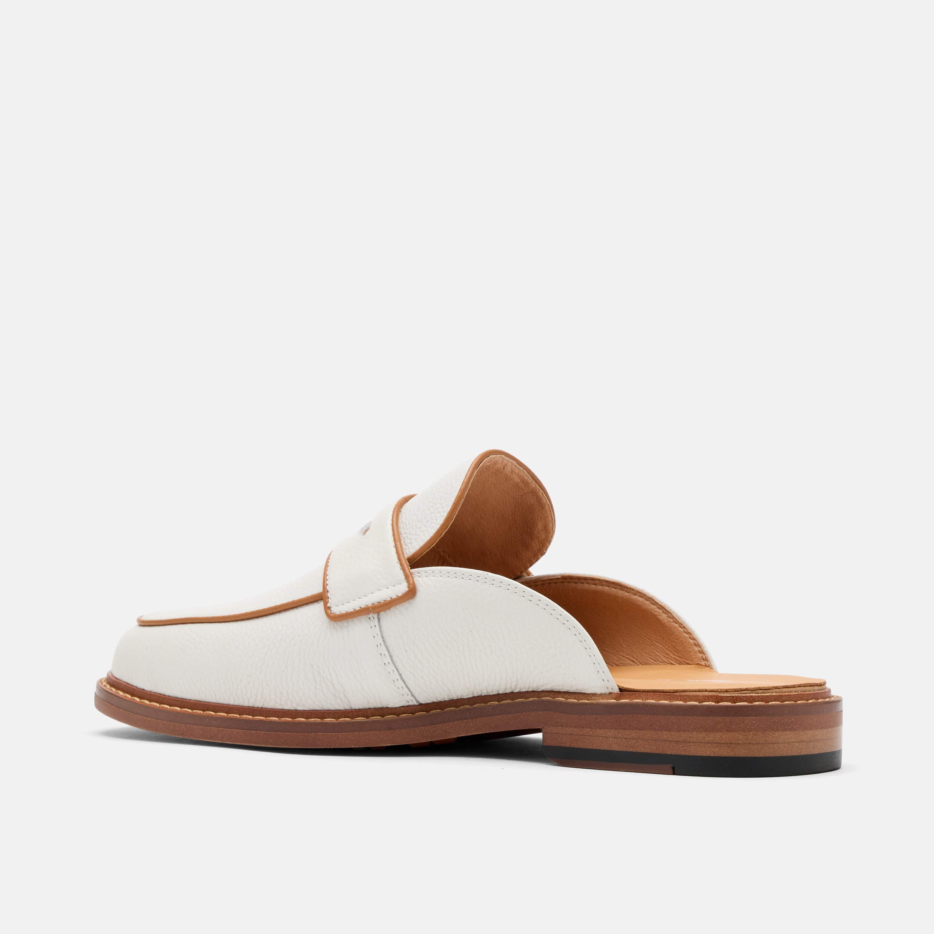 Del Mar White Pebble Loafer Mules
