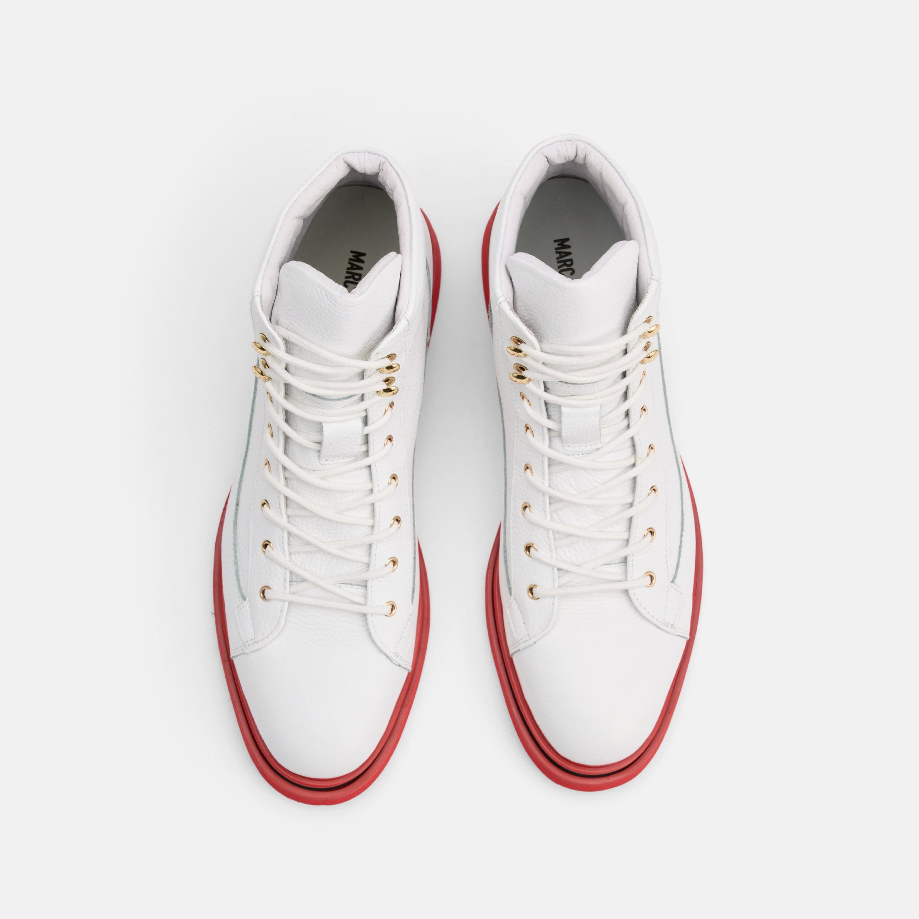Aiden White Pebble Leather Combat Boots