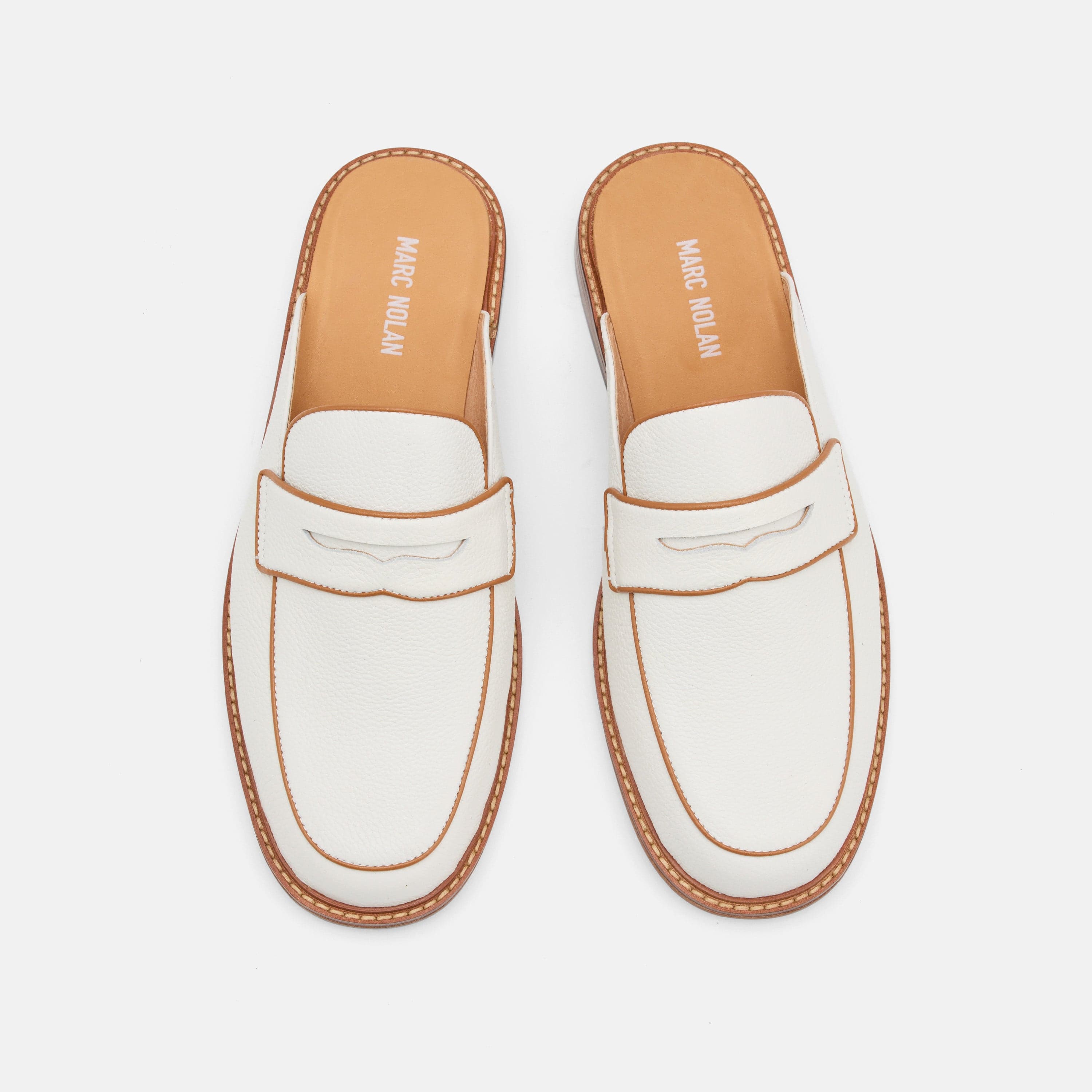 Del Mar White Pebble Loafer Mules