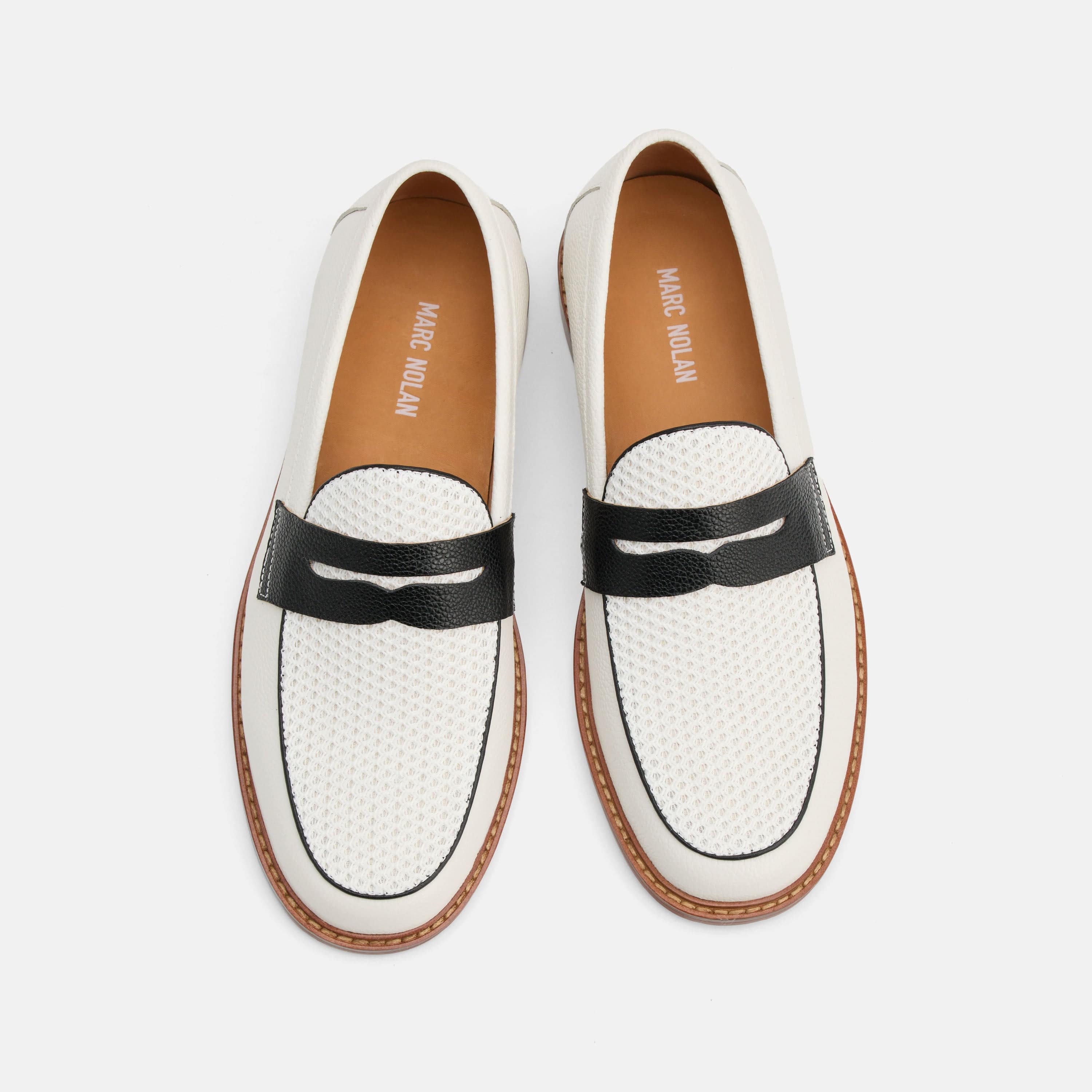 Calum White Leather Penny Loafers