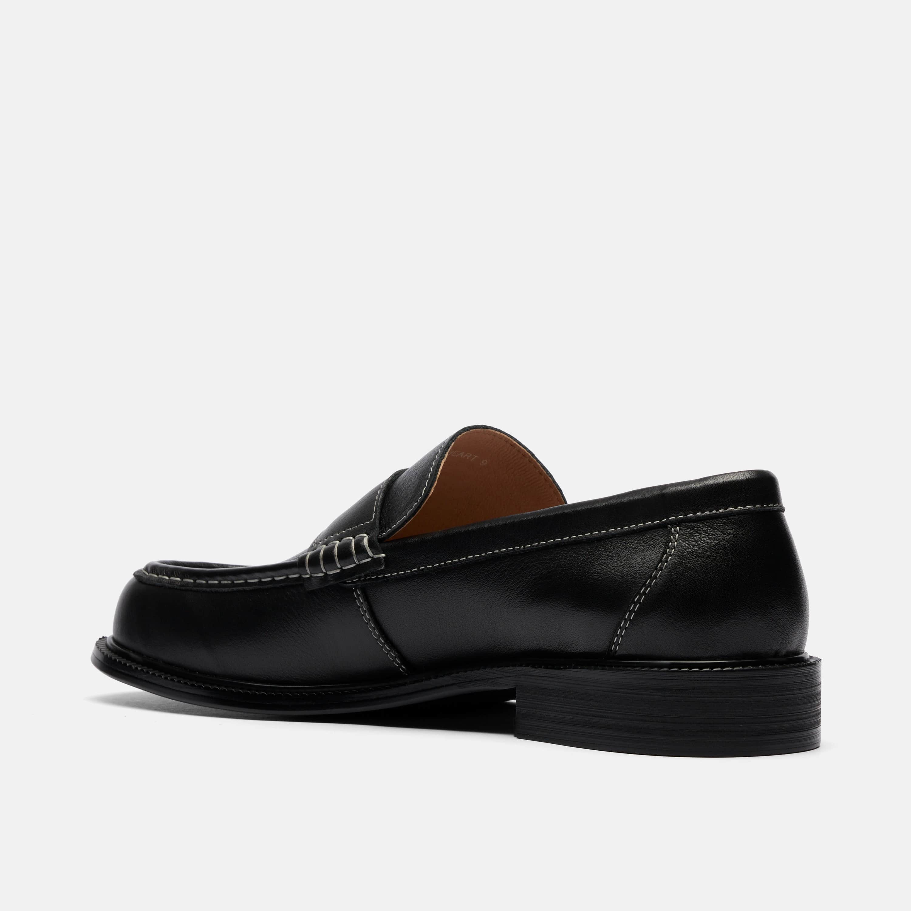Wildheart Black Leather Penny Loafers