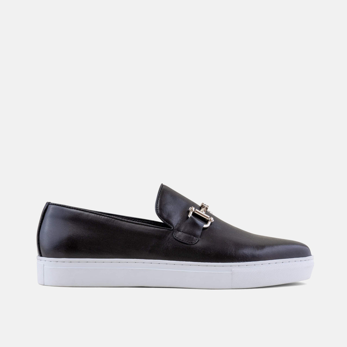 Boardwalk Black Leather Horse-Bit Sneakers display picture 3