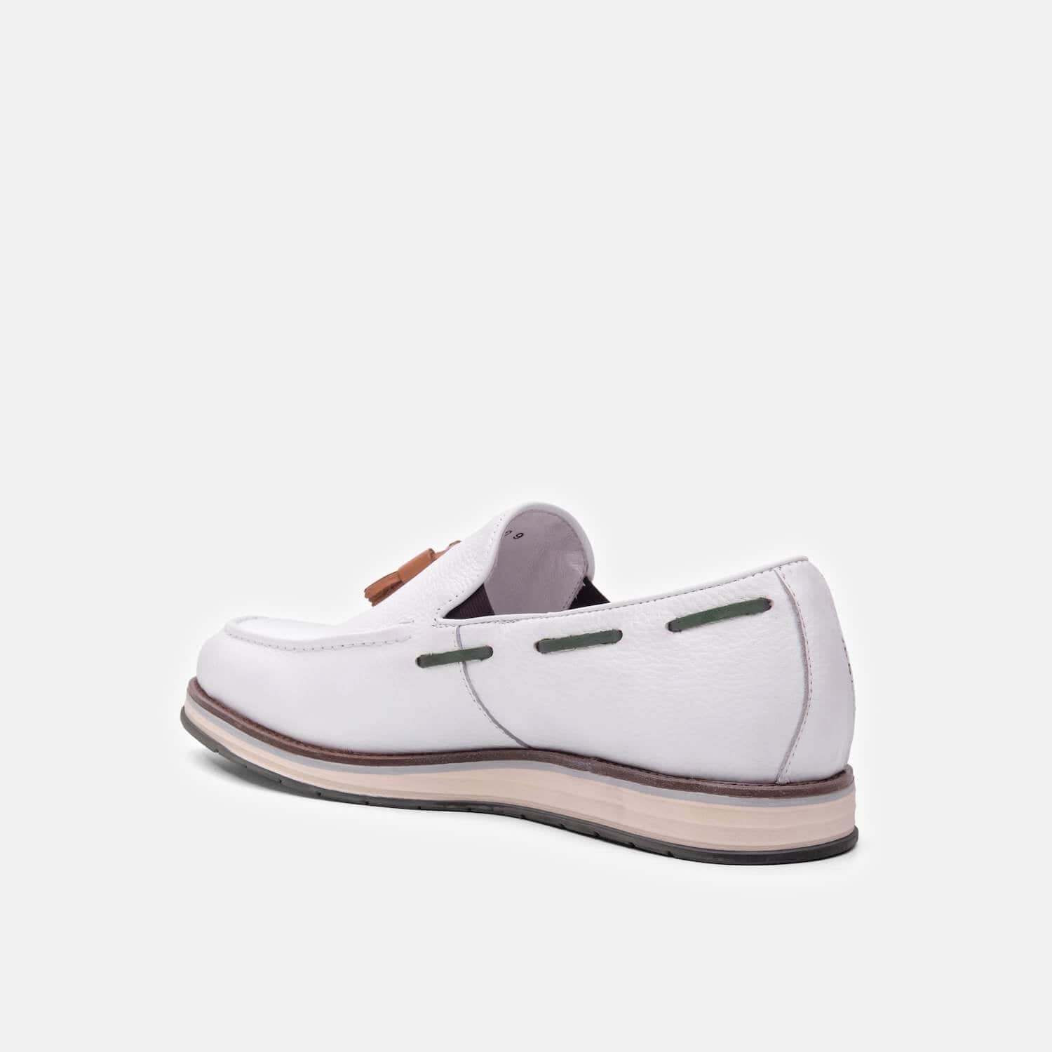 Apollo White Leather Tassel Loafers