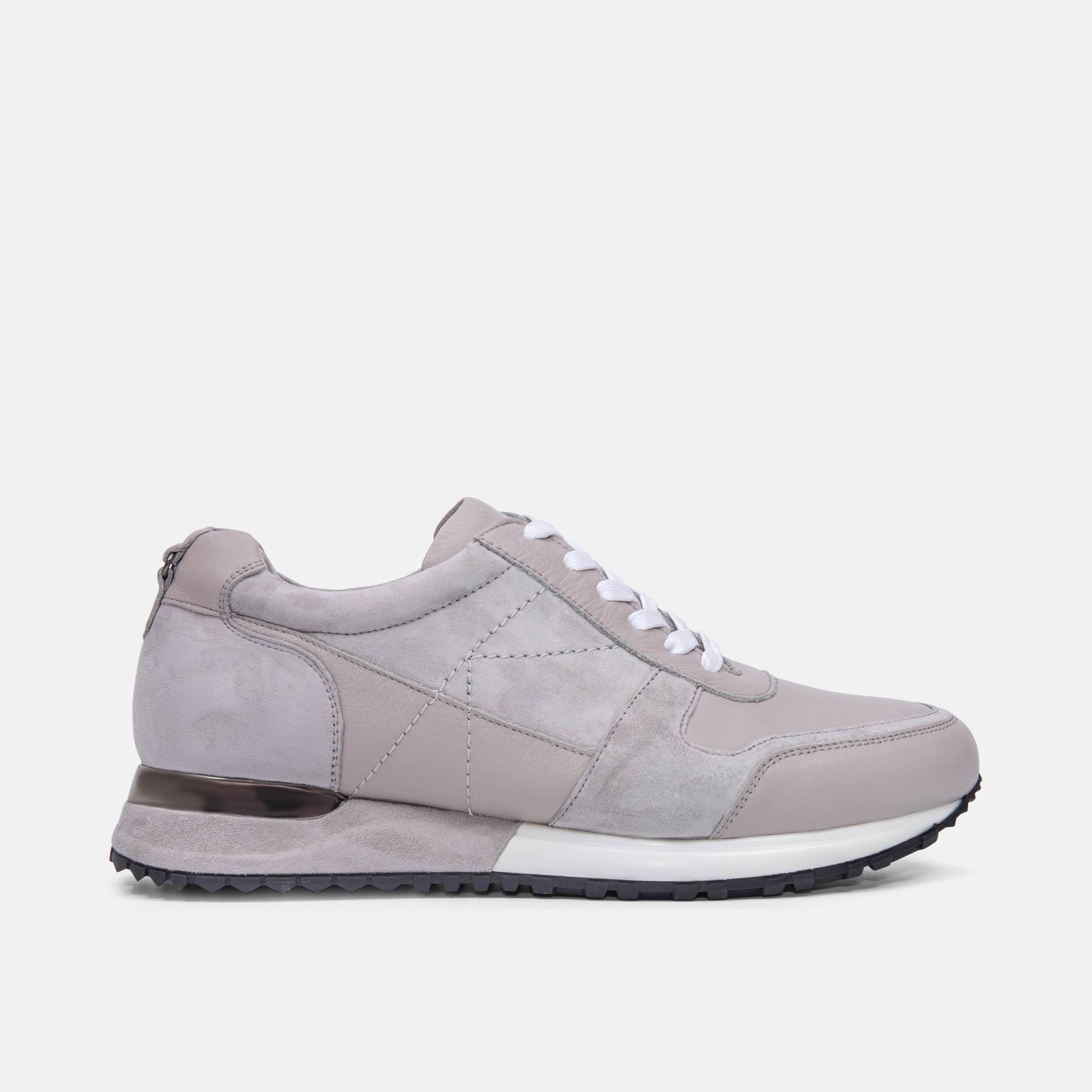 Ash Sandstone Grey Leather Trainers