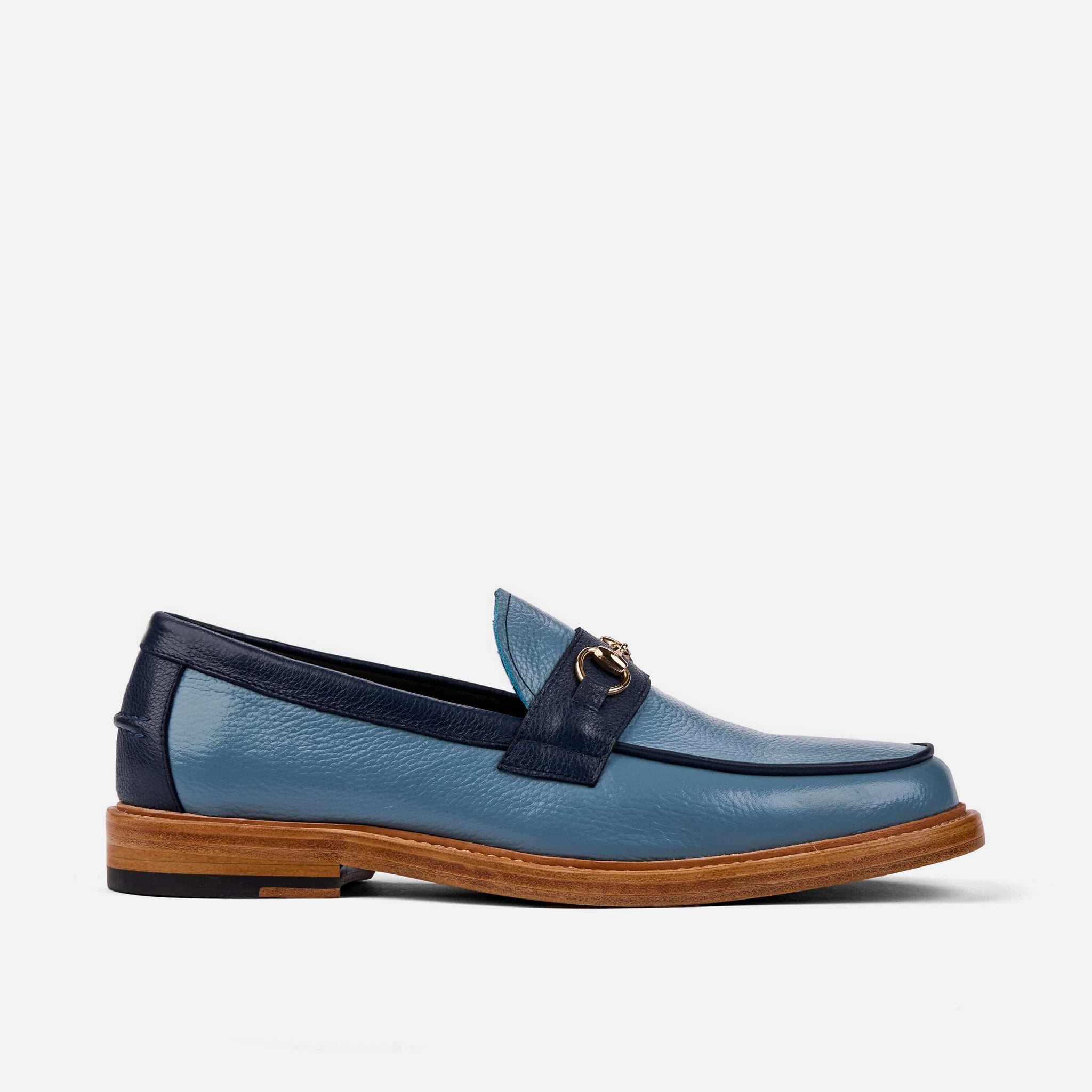 Boardwalk Blue Leather Horse-Bit Loafers display picture 1