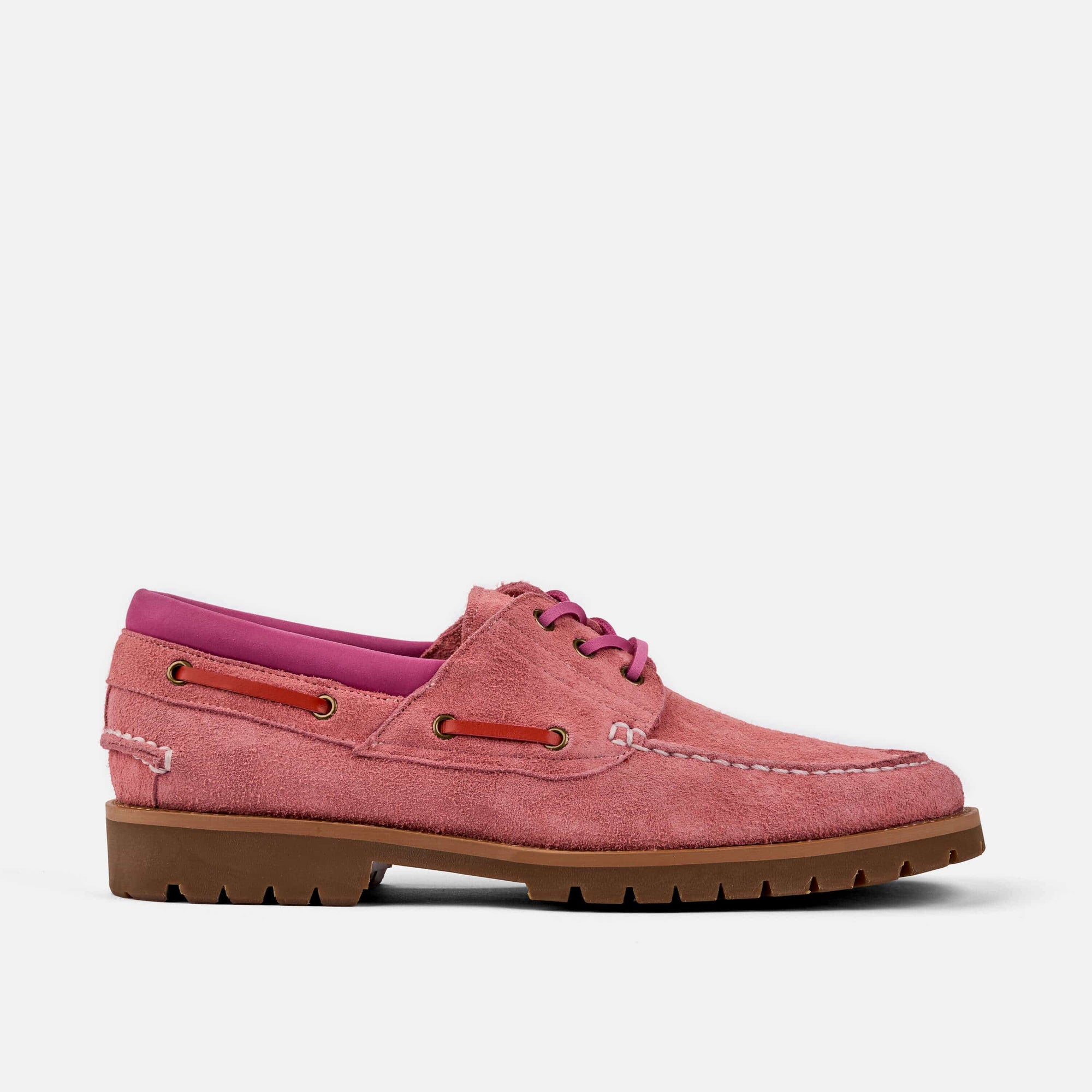 Santiago Pink Rouge Suede Lug Boat Shoes