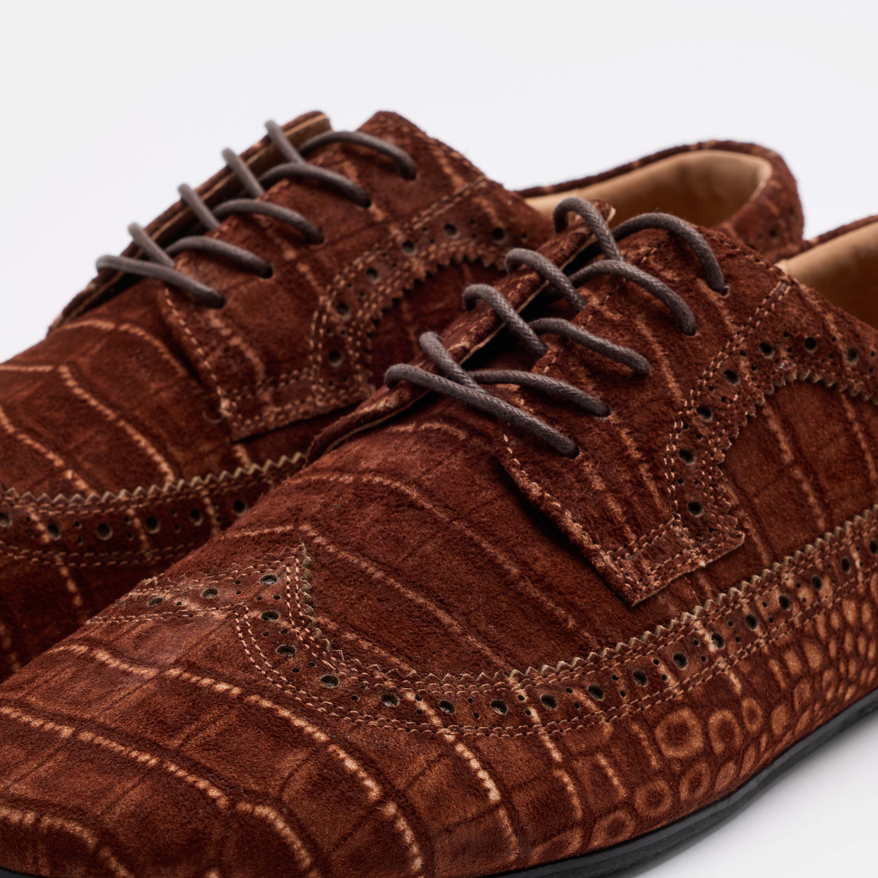 Alexander Brown Croc Suede Ballerina Longwing Sneakers