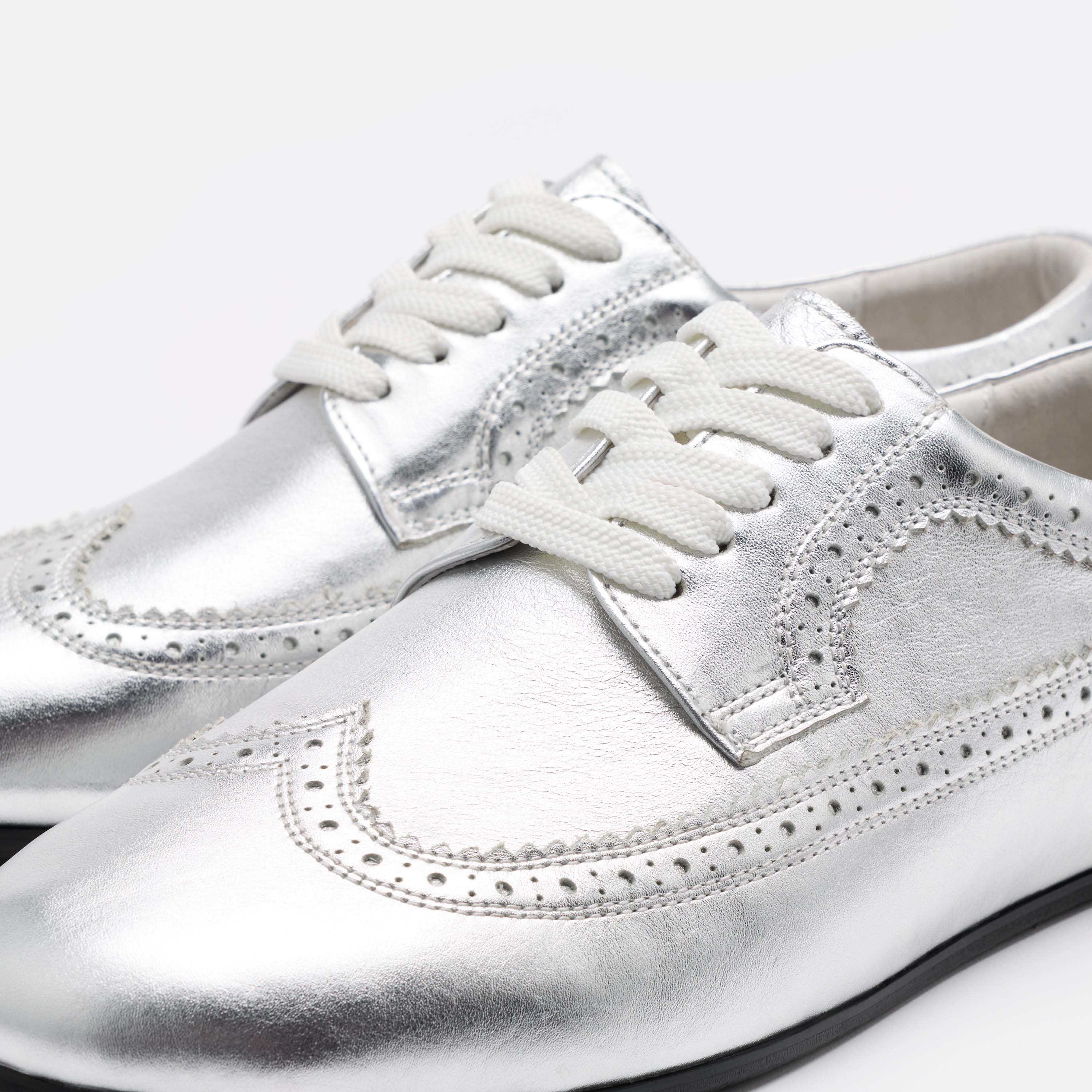 Alexander Silver Leather Ballerina Longwing Sneakers