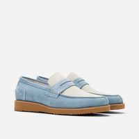 Abe Baby Blue Suede Penny Loafers