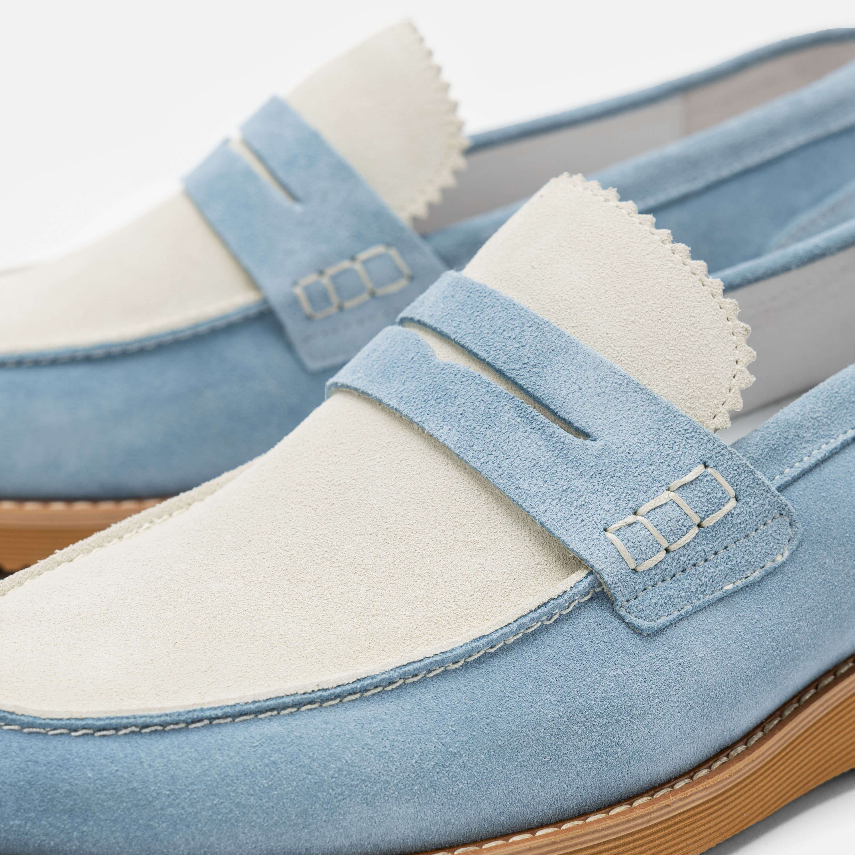 Abe Baby Blue Suede Penny Loafers