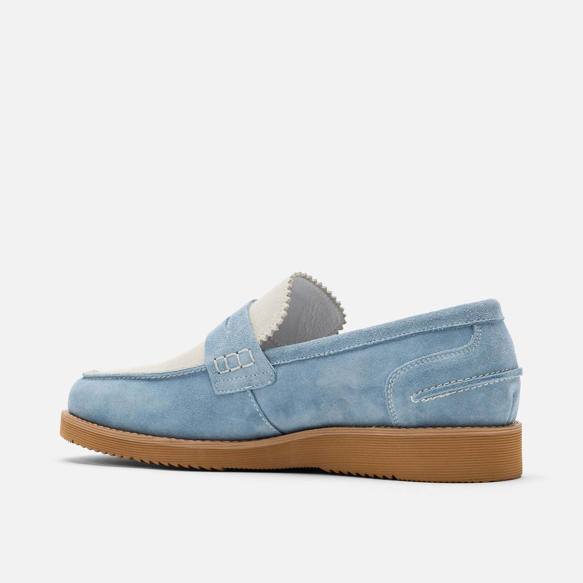 Abe Baby Blue Suede Penny Loafers