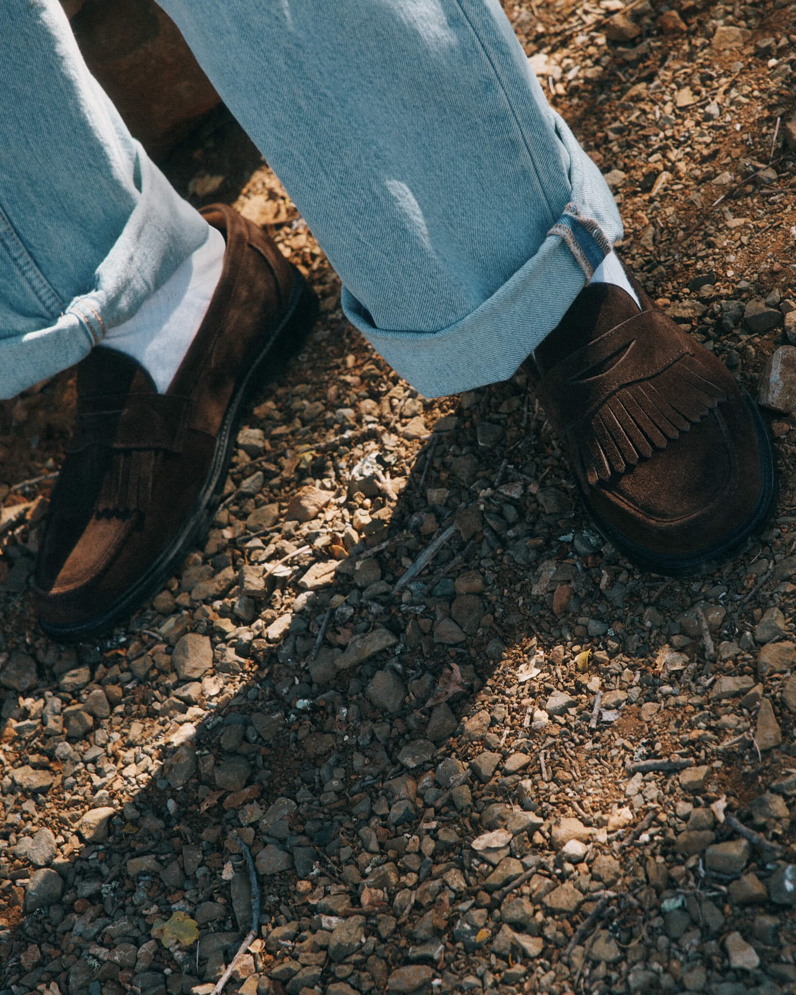 Clint Chocolate Suede Kiltie Loafers