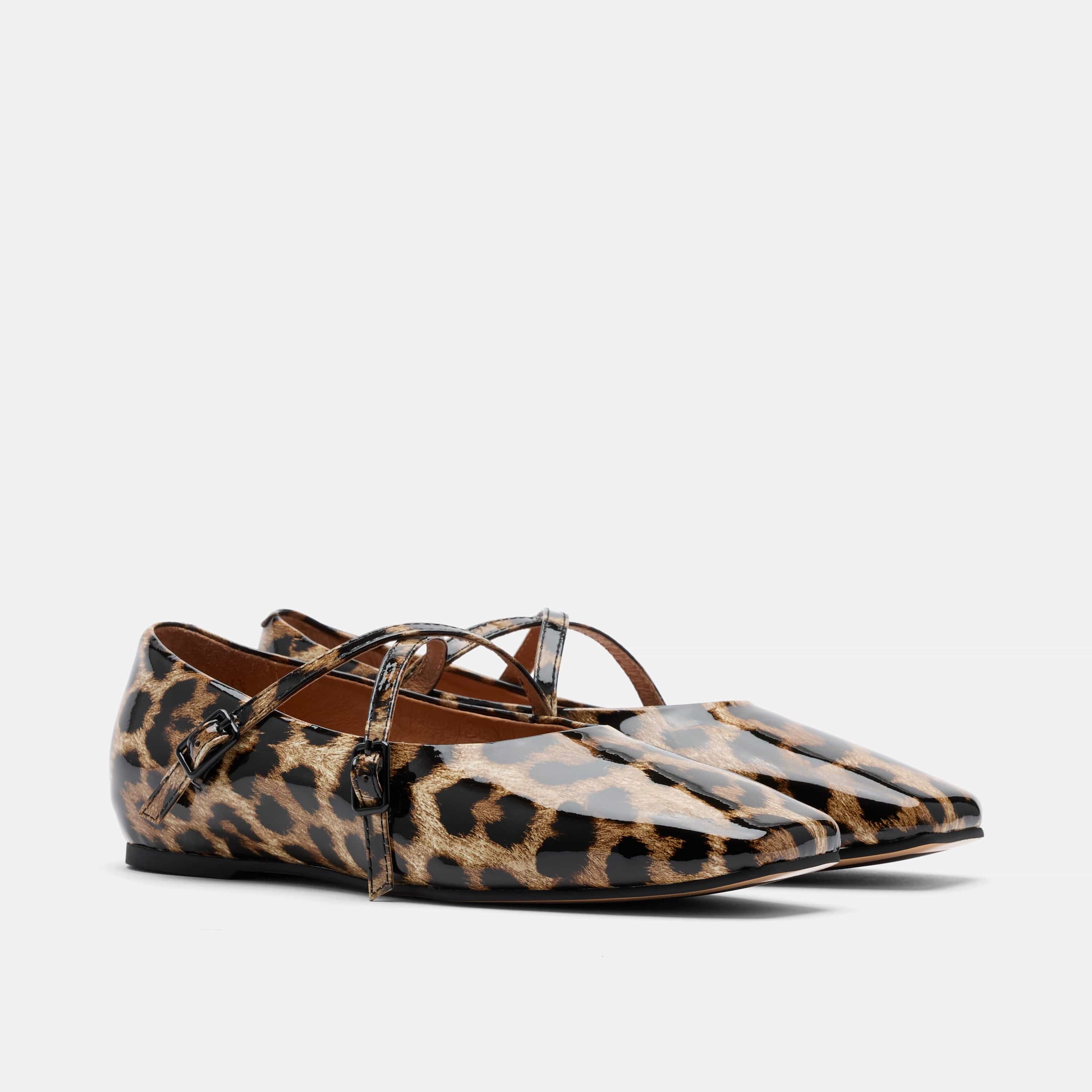 Billie Leopard Patent Leather Mary Jane Flats