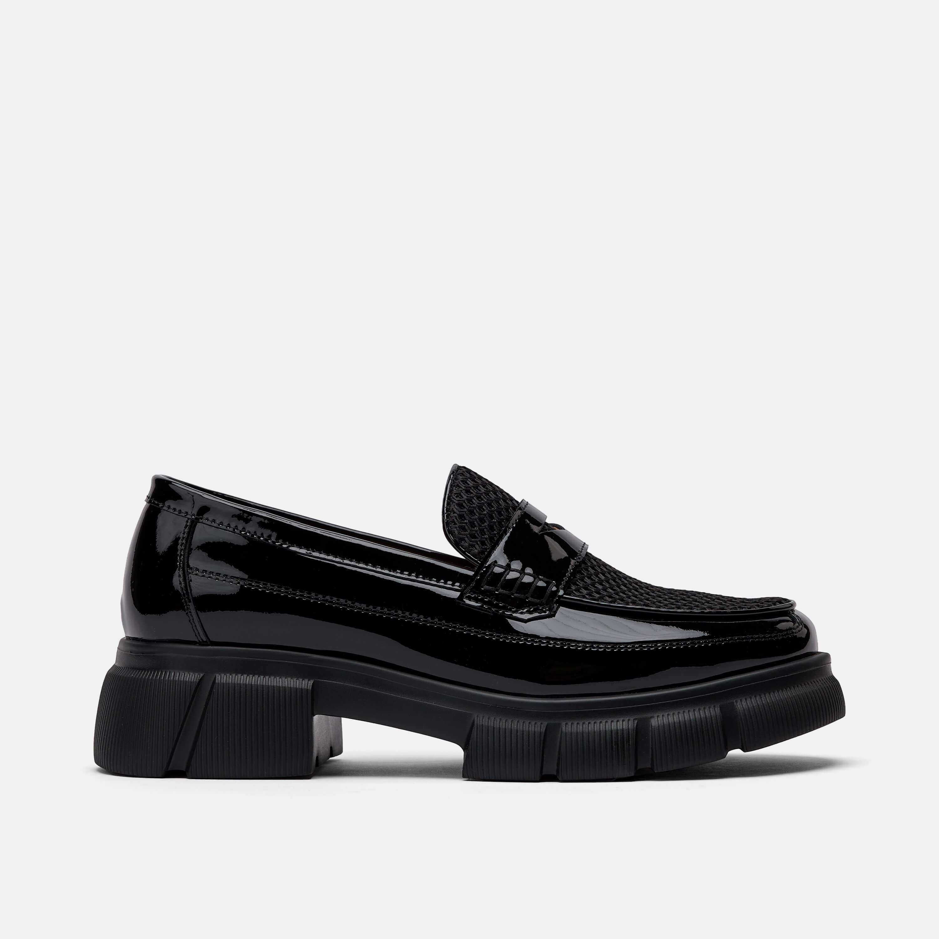 Black patent leather penny loafers womens online