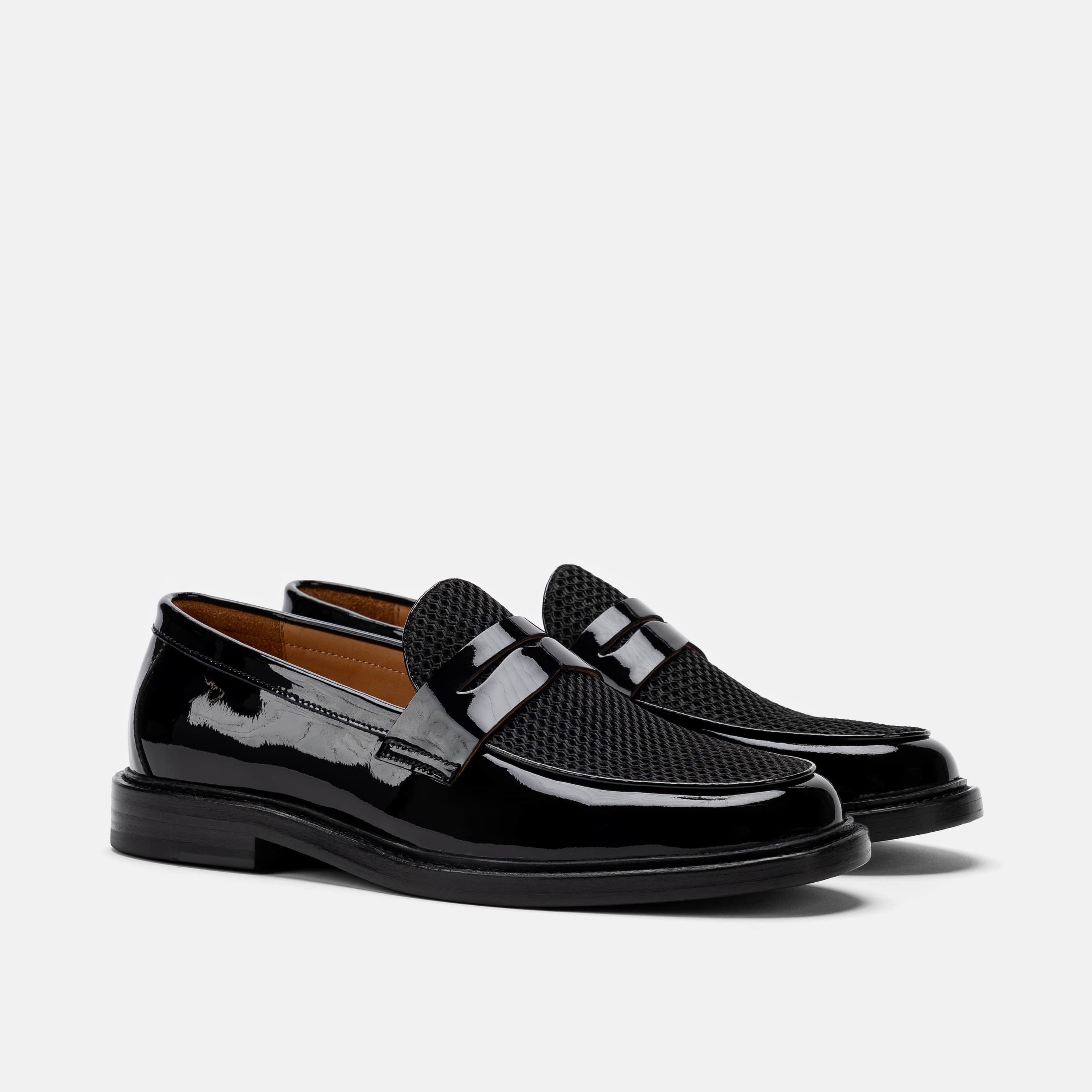 Calum Black Leather Penny Loafers