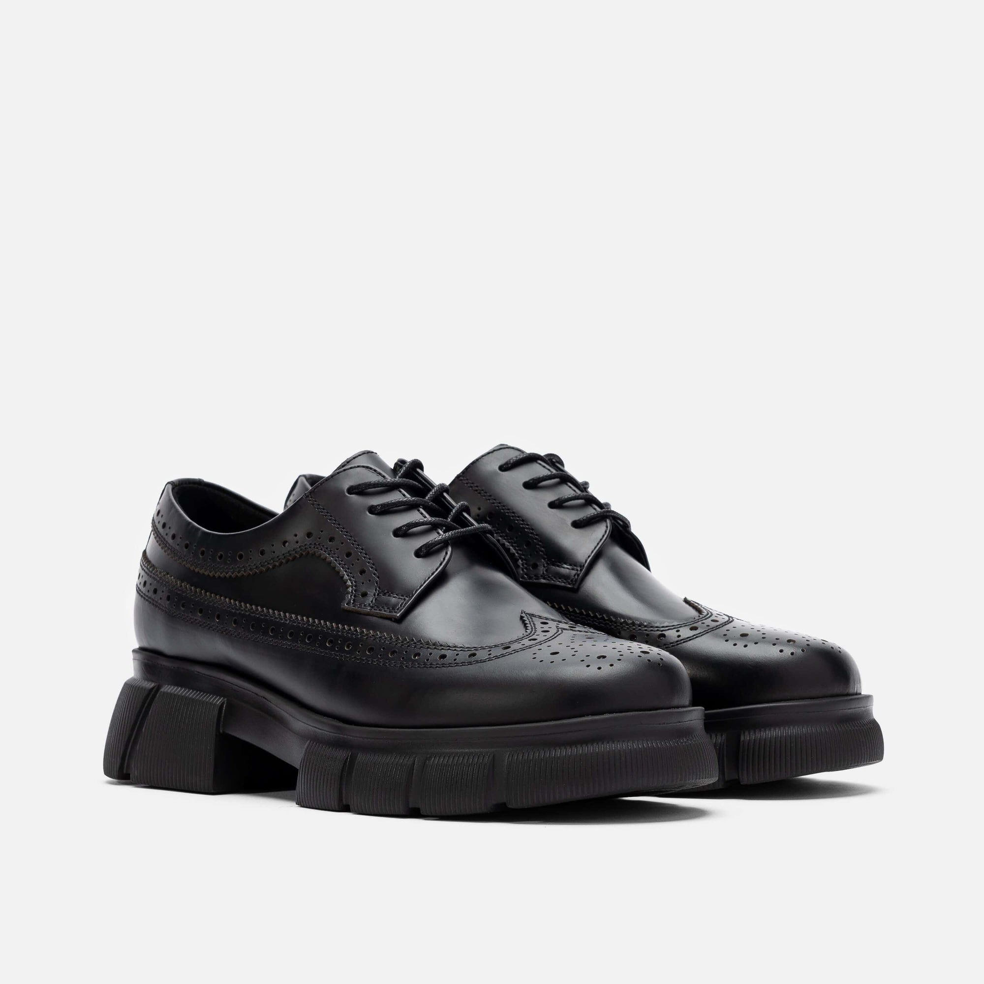 Ms. Alexander Black Leather Lug Wingtip Derby