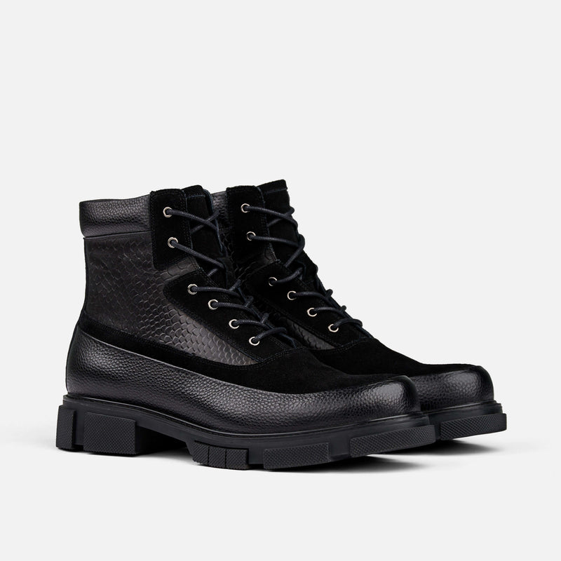 Otis Black Leather Combat Boots - Marc Nolan