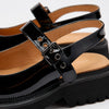 Ms. Luna Black Leather Lug Sole Mary Jane