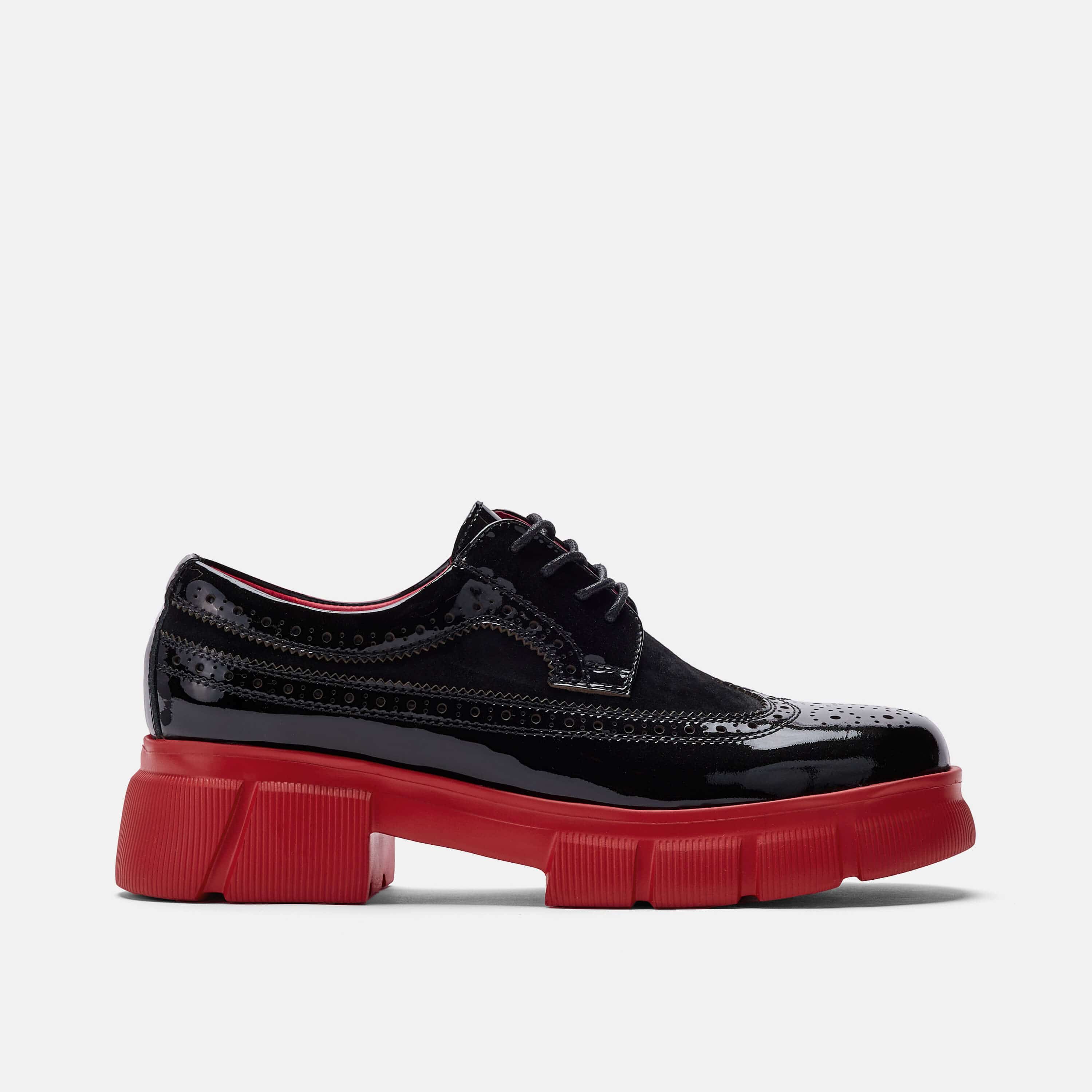 Ms. Alexander Black Red Leather Lug Wingtip Derby