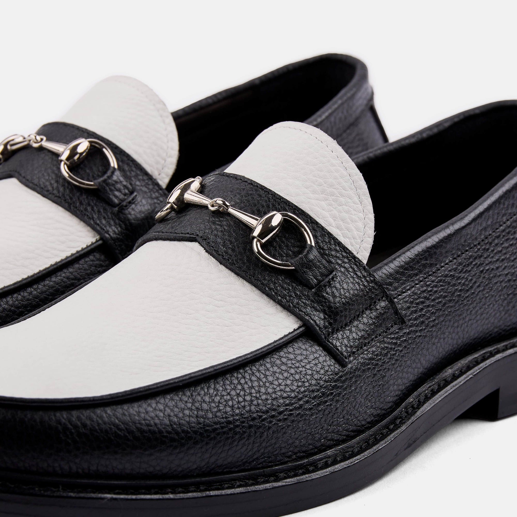 Boardwalk Black and White Horse-Bit Loafers