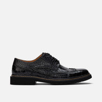 Roman Black Croc Leather Wingtip Sneakers