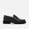 Adler Black Croc Leather Lug Penny Loafers