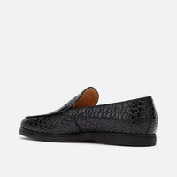 Alessandro Black Croc Leather Venetian Loafers