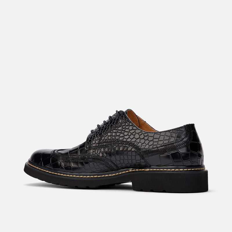 Roman Black Croc Leather Wingtip Sneakers - Marc Nolan