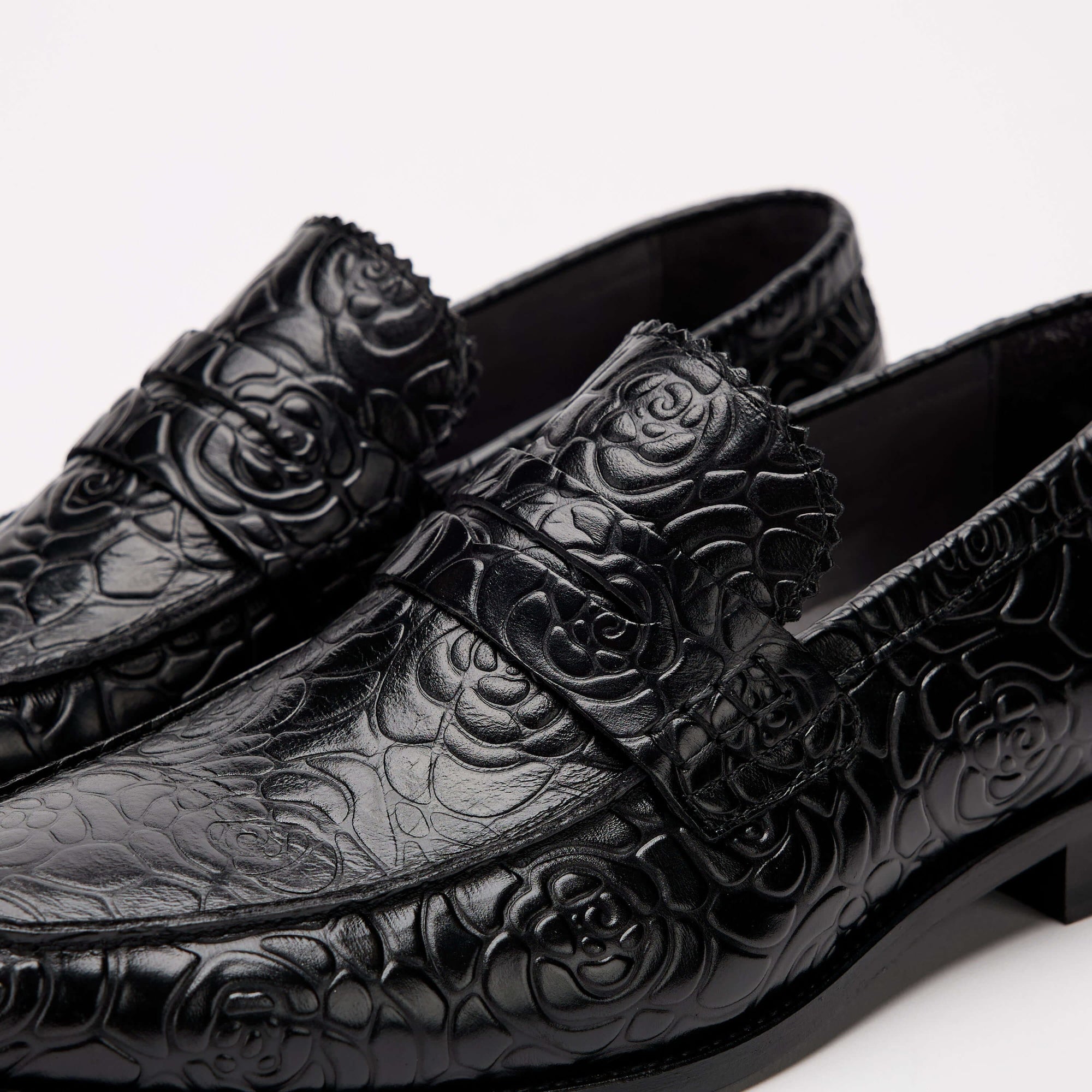 Abe Black Floral Penny Loafers