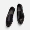 Abe Black Floral Leather Penny Loafers
