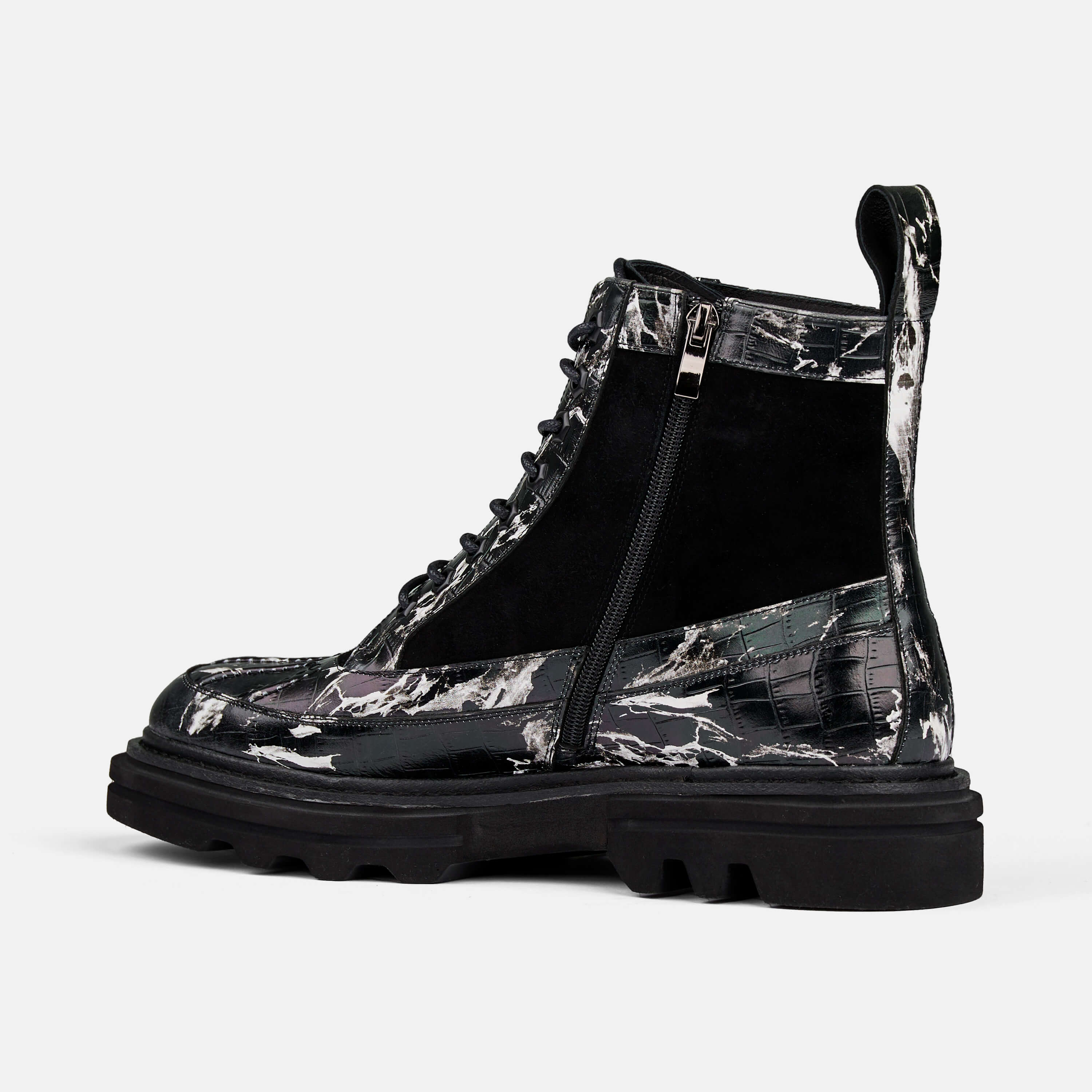 Odin Black Marble Combat Boots