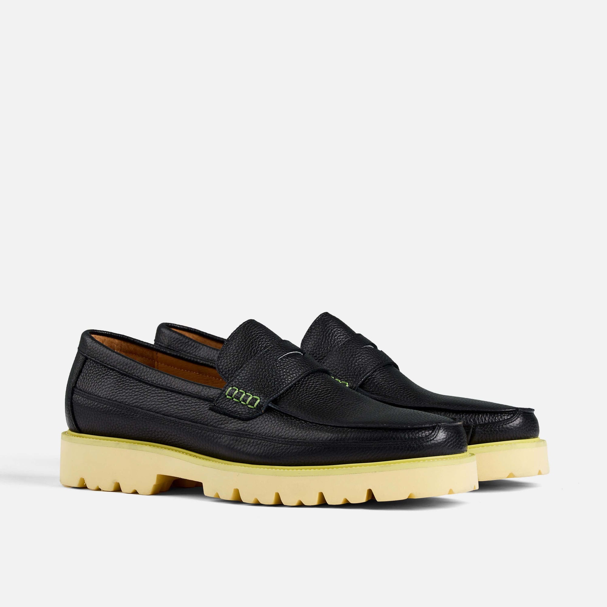 Adler Black Neon Leather Penny Loafers