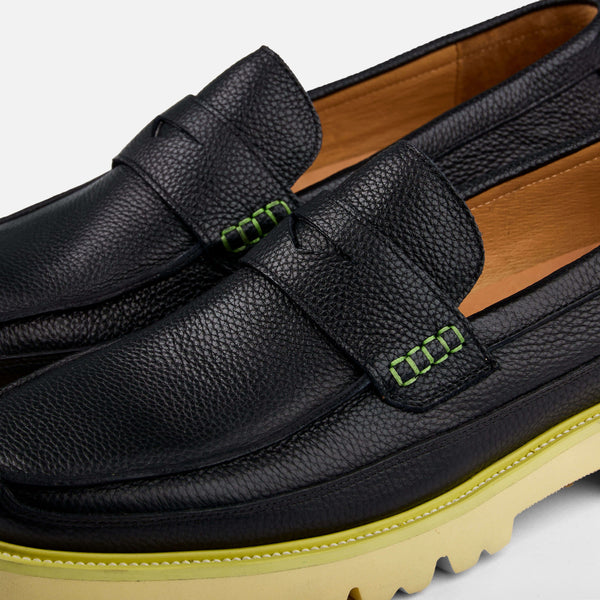 Adler Dark Green Patent Leather Penny Loafers - Marc Nolan