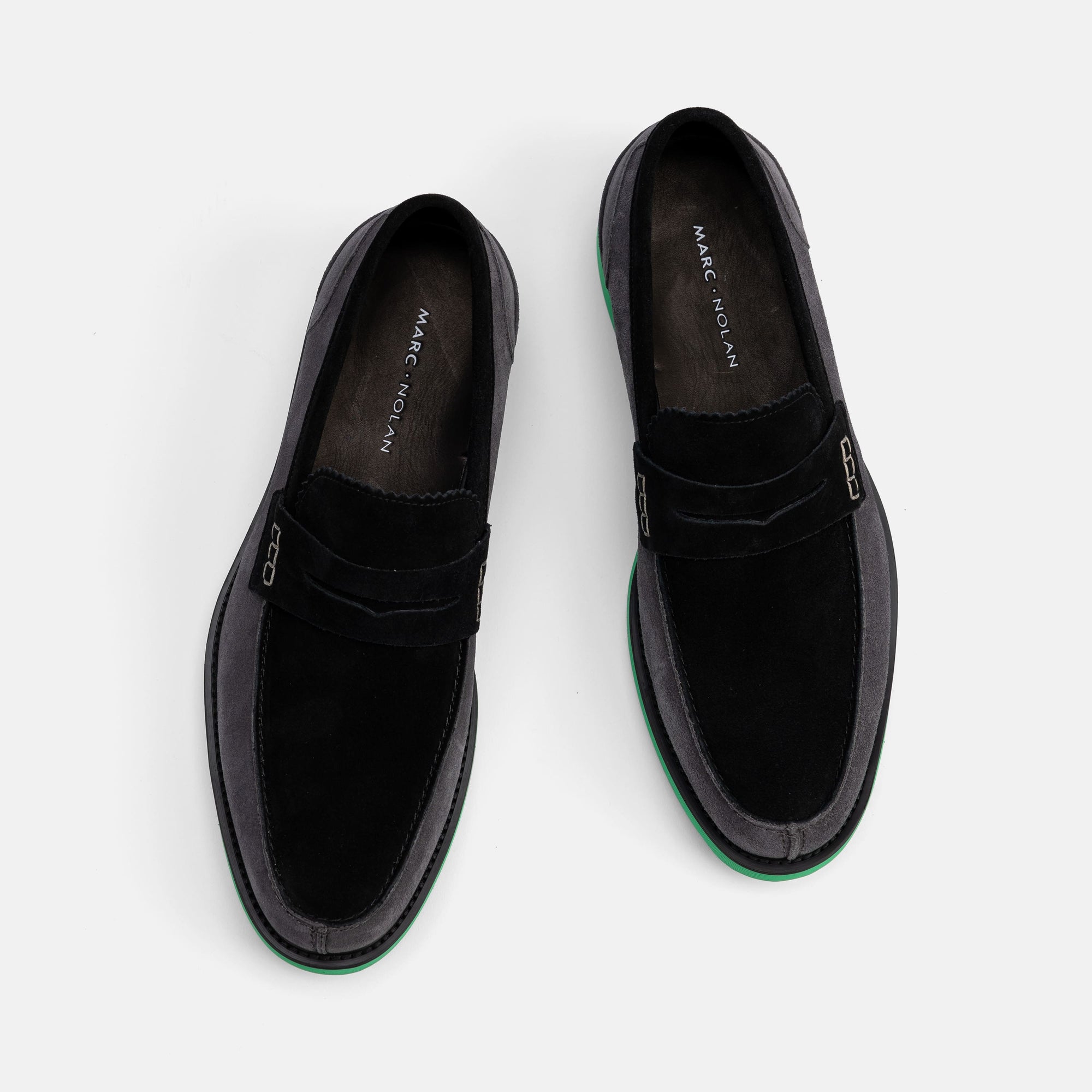 Abe Black Neon Suede Penny Loafers