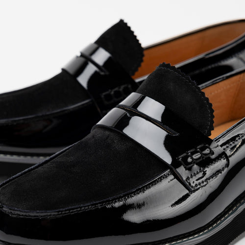 Abe Black Patent Leather Penny Loafers